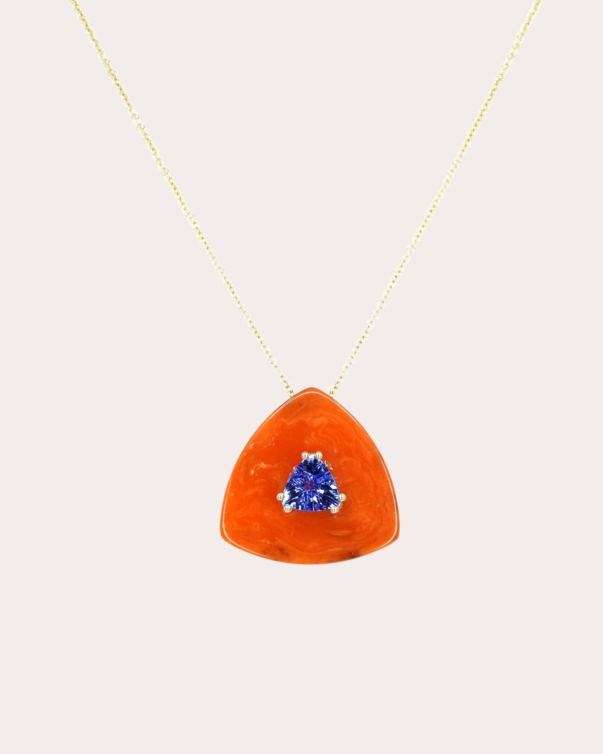 Muse 14K Gold Tanzanite and Bakelite Pendant Necklace