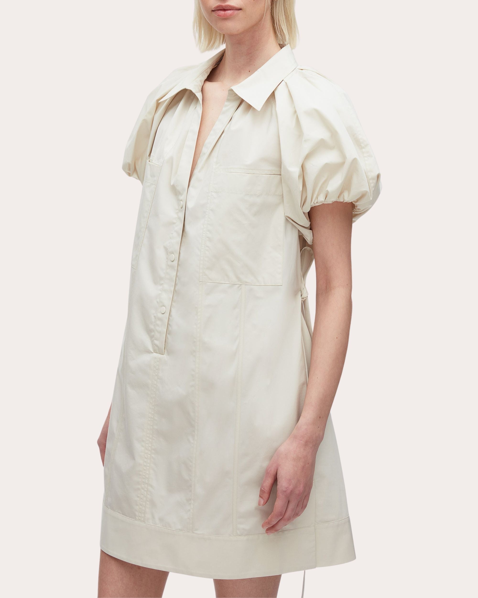 Gathered Techno Cotton-Poplin Mini Dress