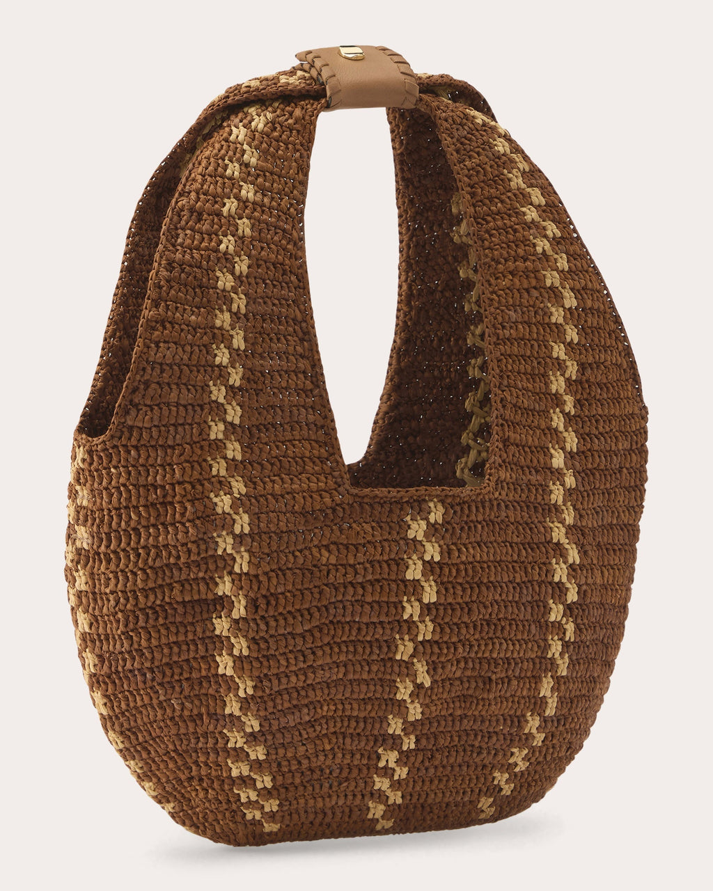 Aquarius Stitch Detail Raffia Shoulder Bag