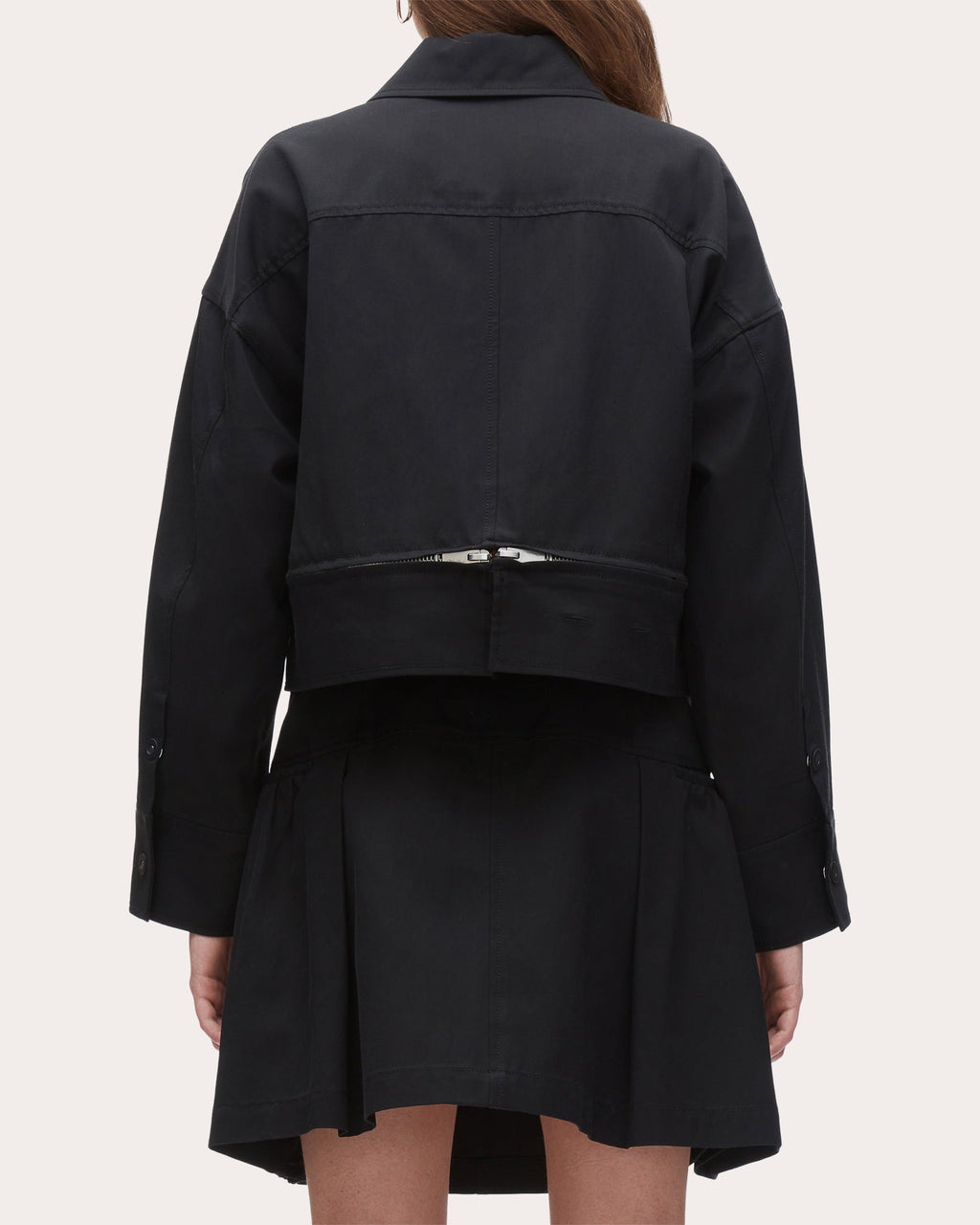 Cropped Convertible Cotton-Blend Twill Jacket