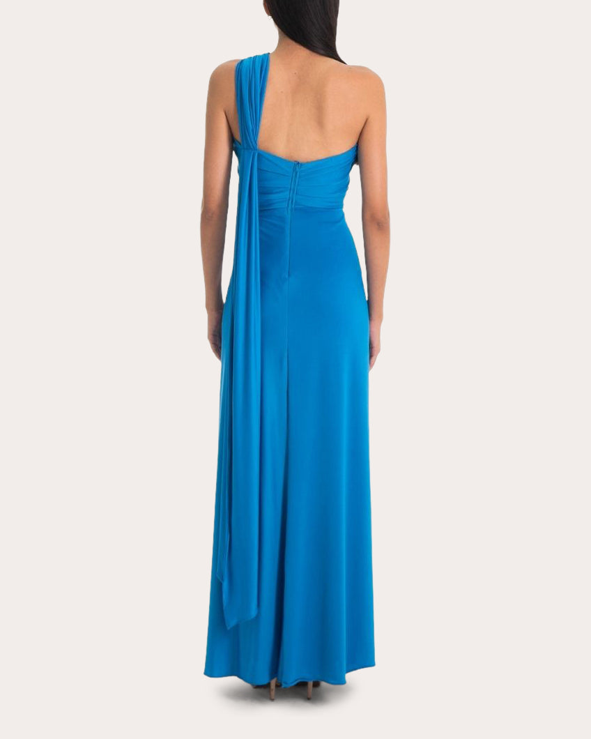 Daila Ruched Jersey Draped Cutout Gown