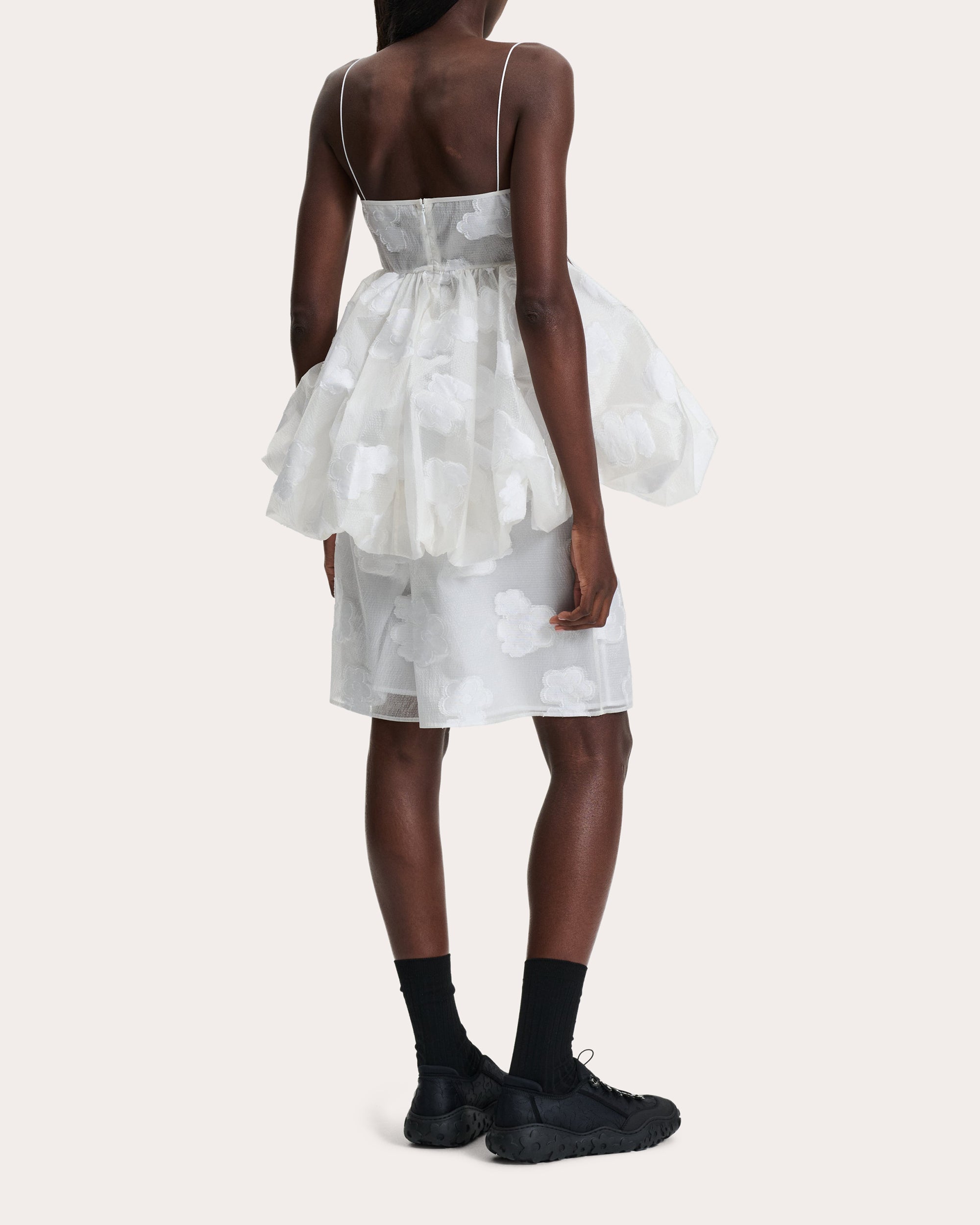 Anette Gathered Floral Fil-Coupé Peplum Bustier Top