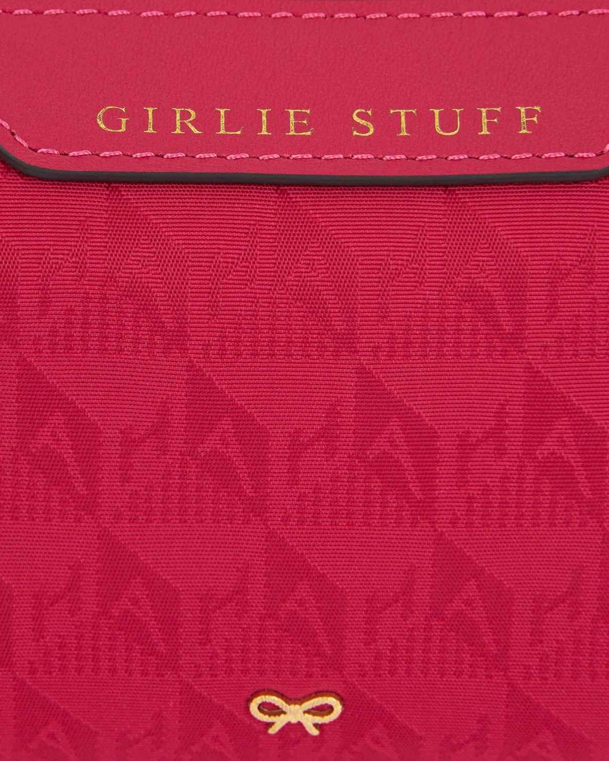 Girlie Stuff Tasseled Leather-Trimmed Nylon Jacquard Pouch