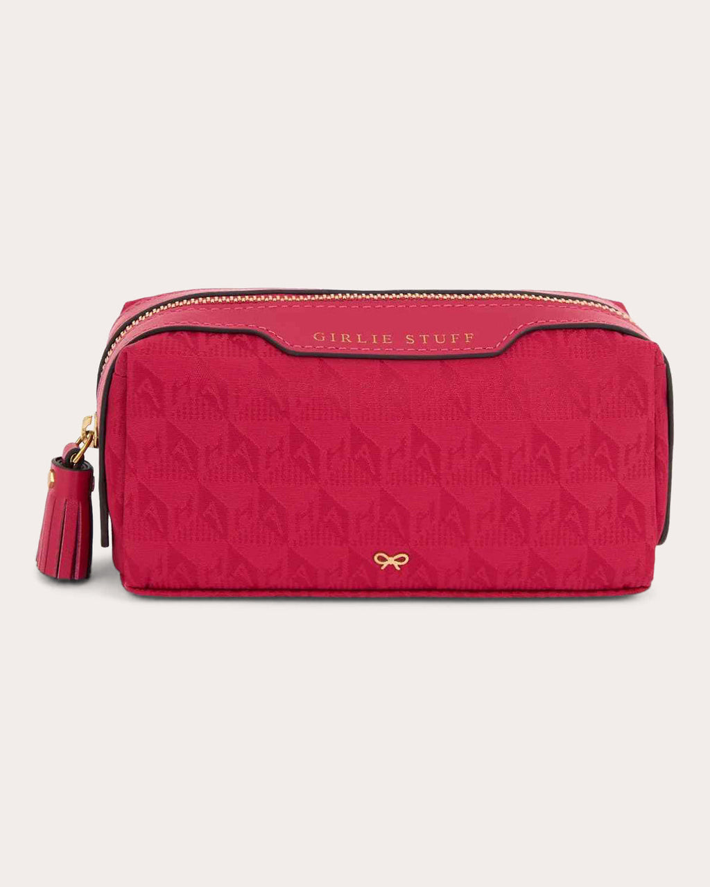 Girlie Stuff Tasseled Leather-Trimmed Nylon Jacquard Pouch