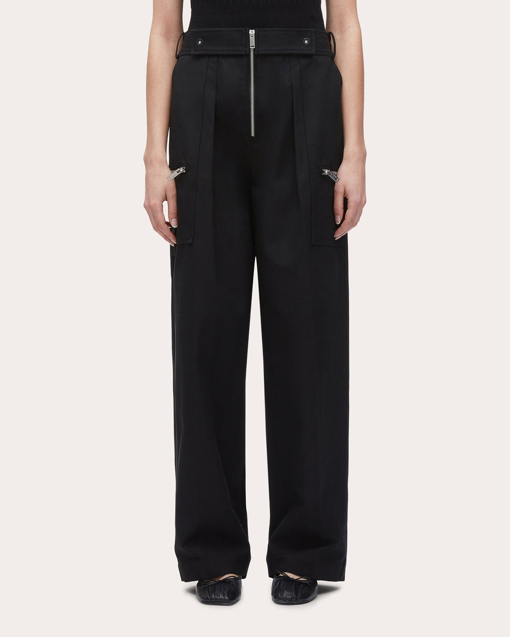 Zipper-Embellished Cotton-Blend Twill Pants