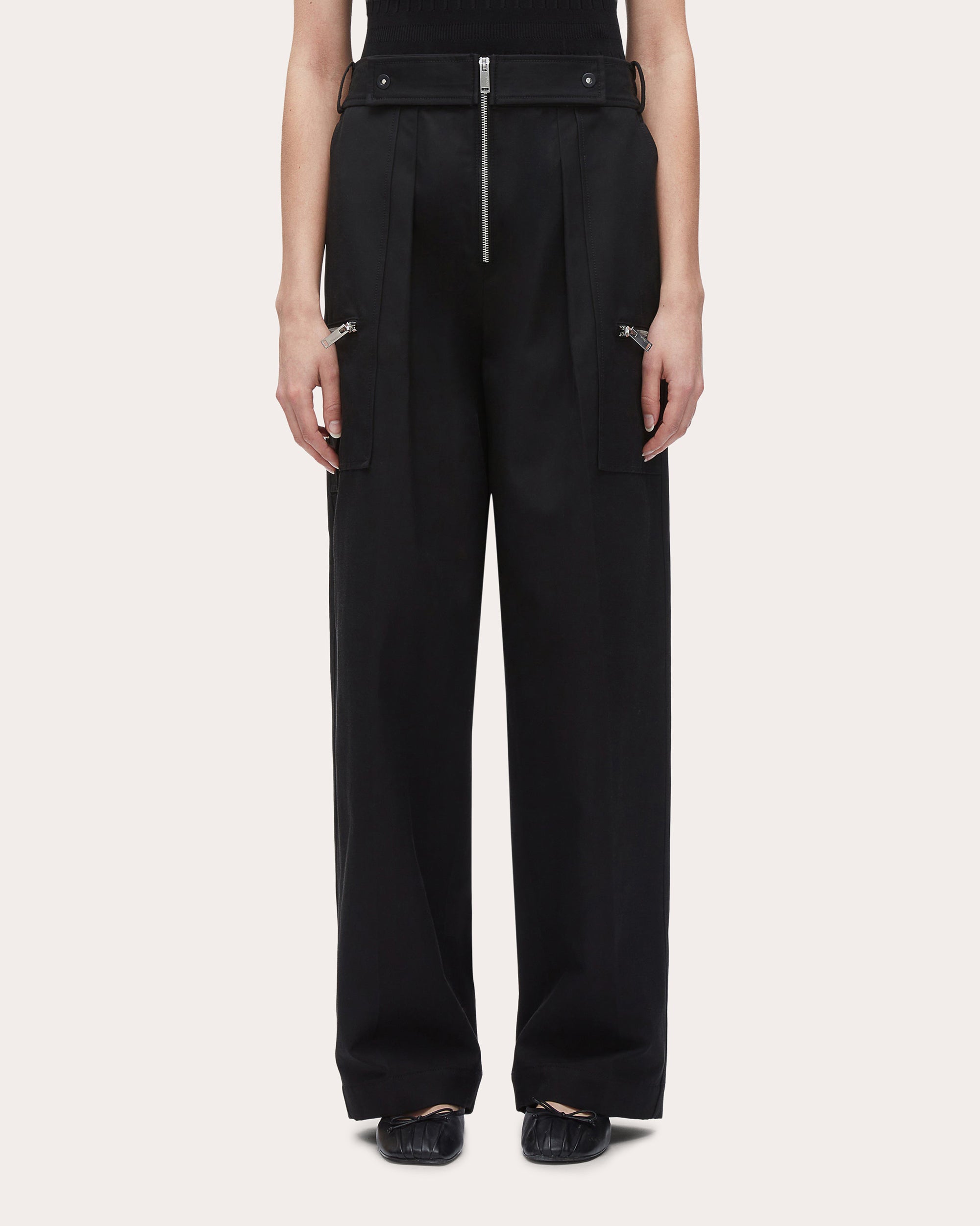 Zipper-Embellished Cotton-Blend Twill Pants