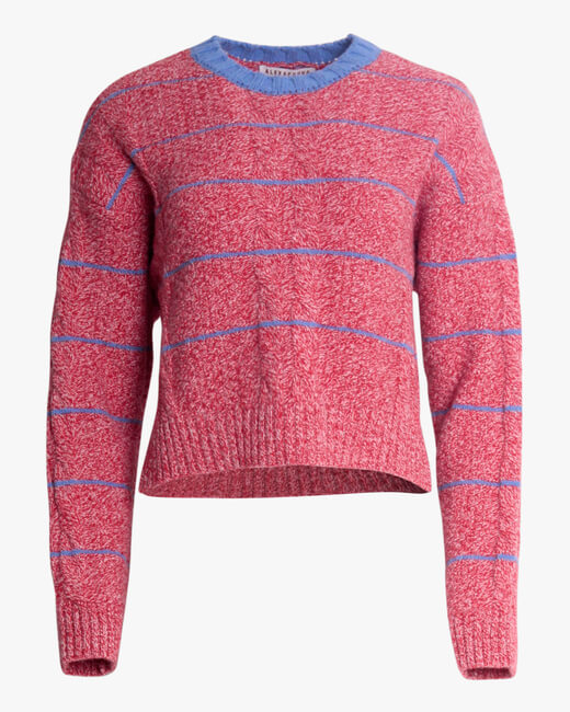 Cropped Cable-Knit Crewneck Sweater