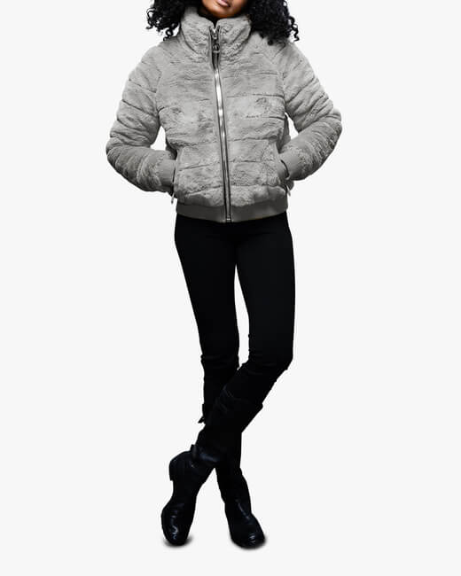 Bomber  Faux Fur Puffer Jacket