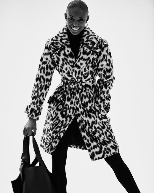 Snow Leopard Faux Fur Coat
