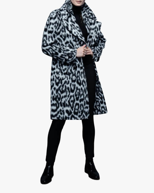 Snow Leopard Faux Fur Coat