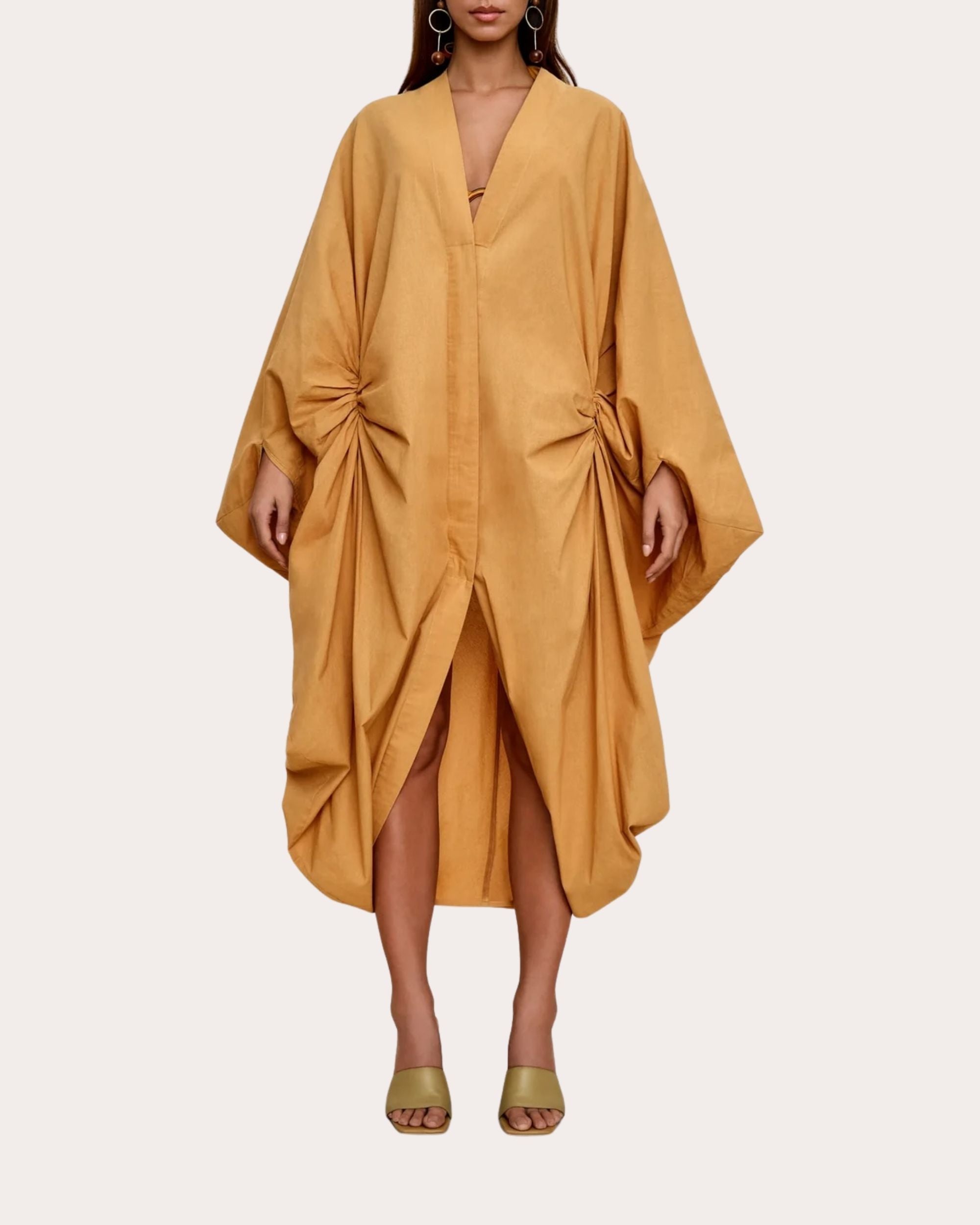 Labu Gathered Cotton Robe