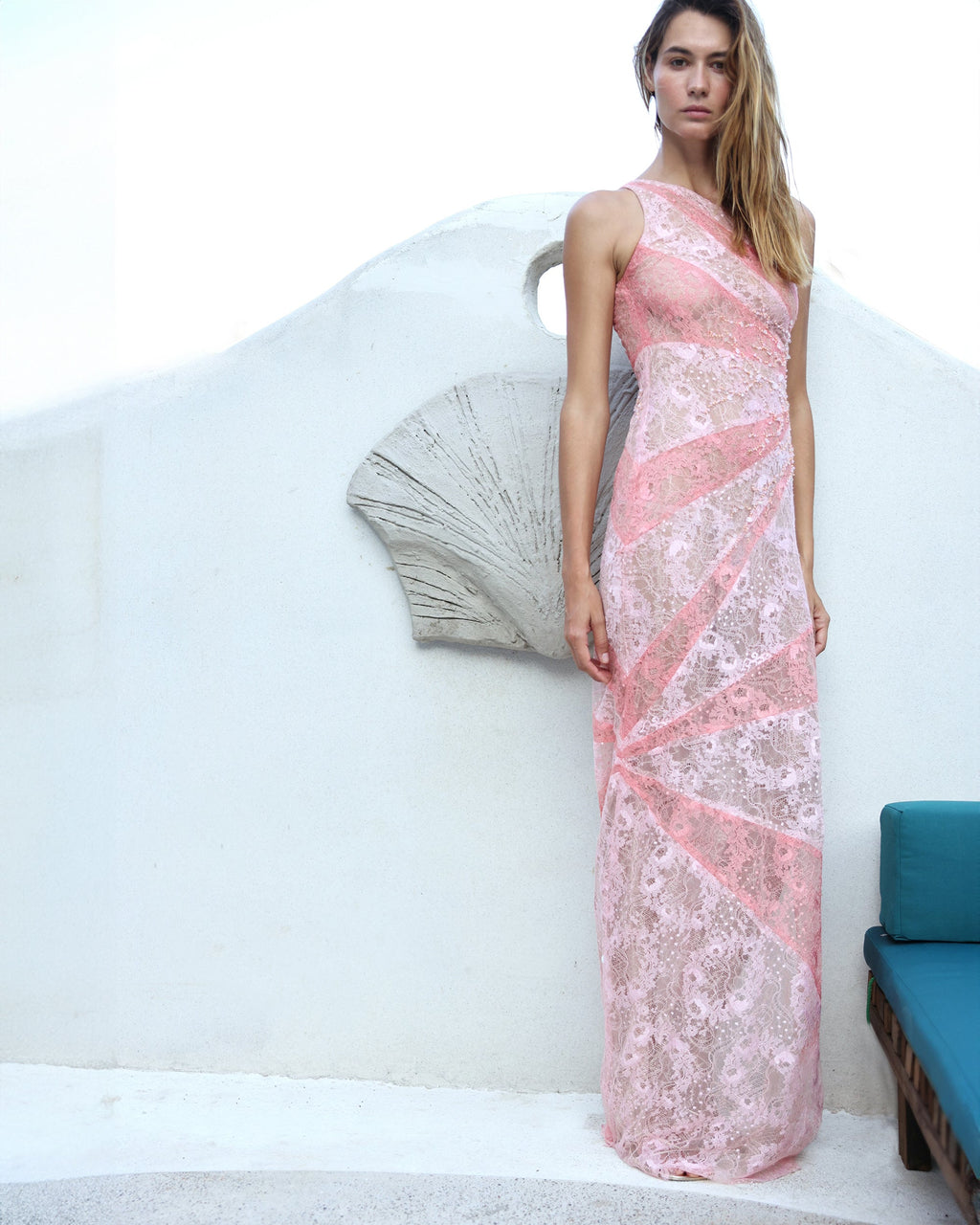 Ramos Asymmetric Lace Maxi Dress