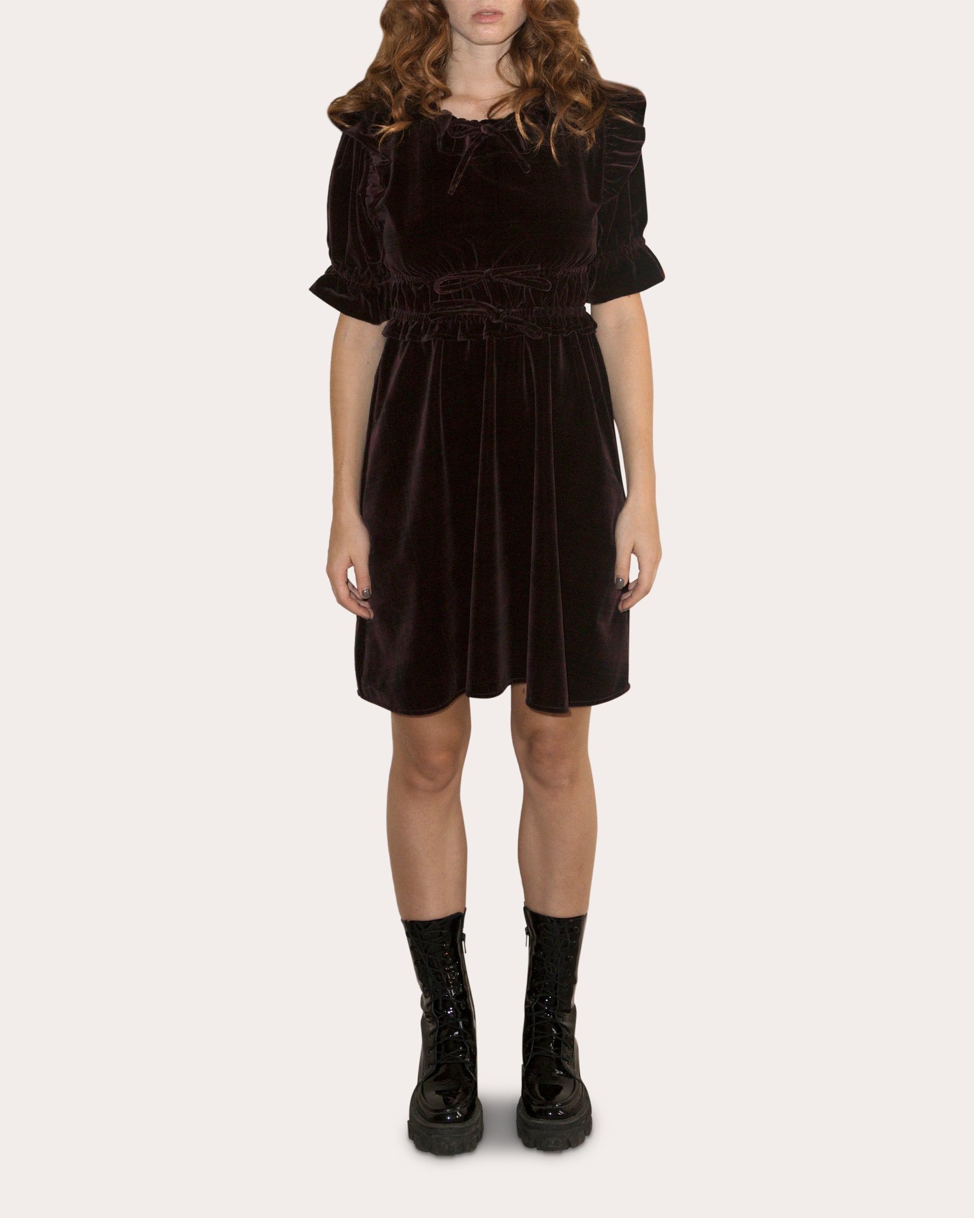 Antoinette Ruffle-Trimmed Velvet Mini Dress