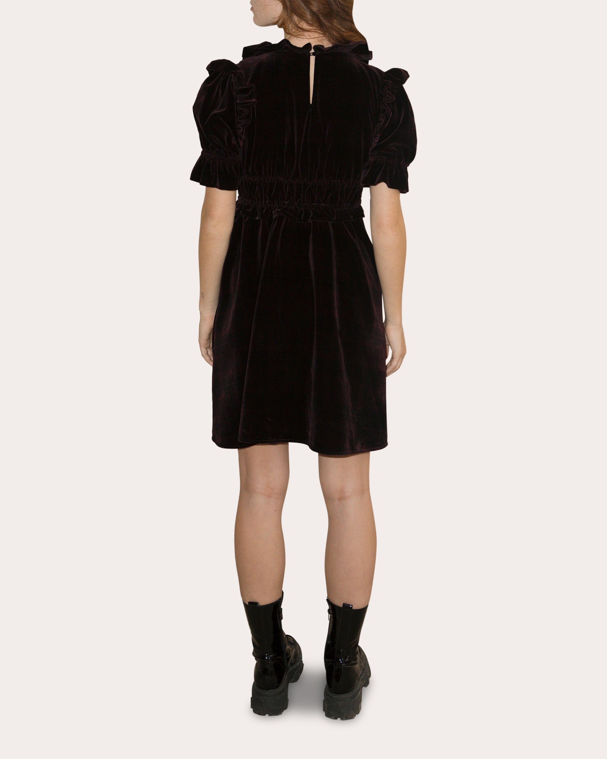 Antoinette Ruffle-Trimmed Velvet Mini Dress