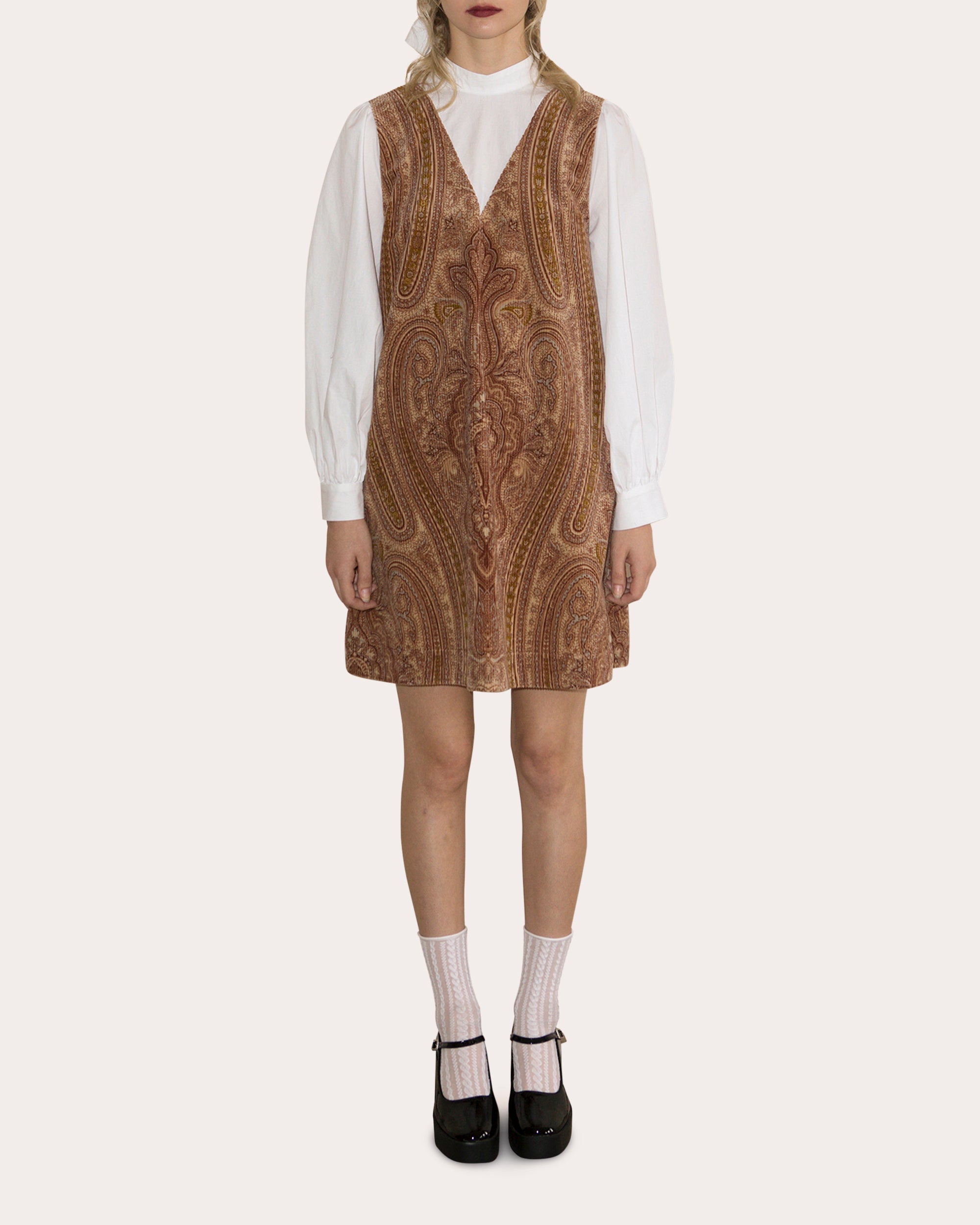 Florence Bow-Back Printed Velvet and Cotton Mini Dress