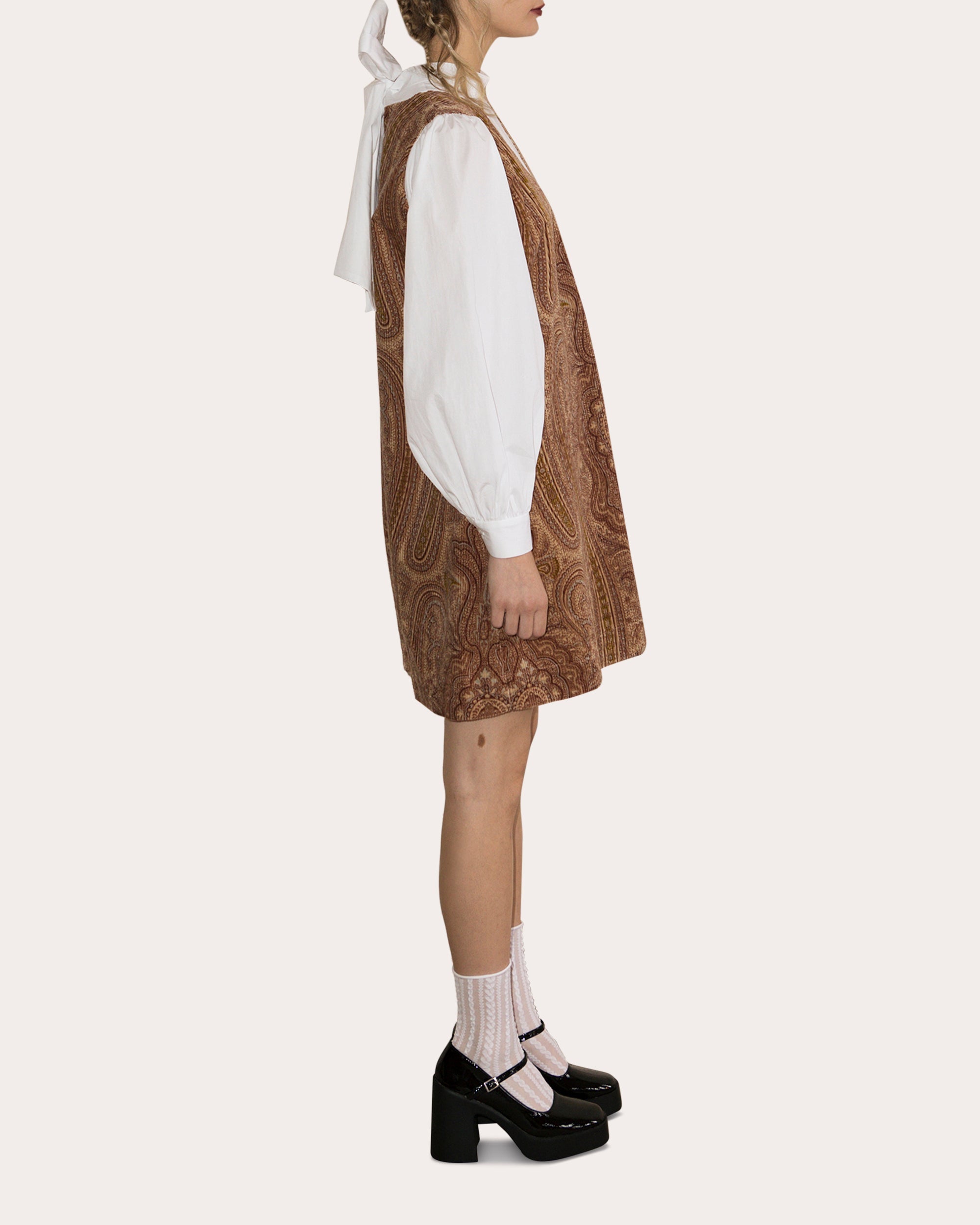 Florence Bow-Back Printed Velvet and Cotton Mini Dress