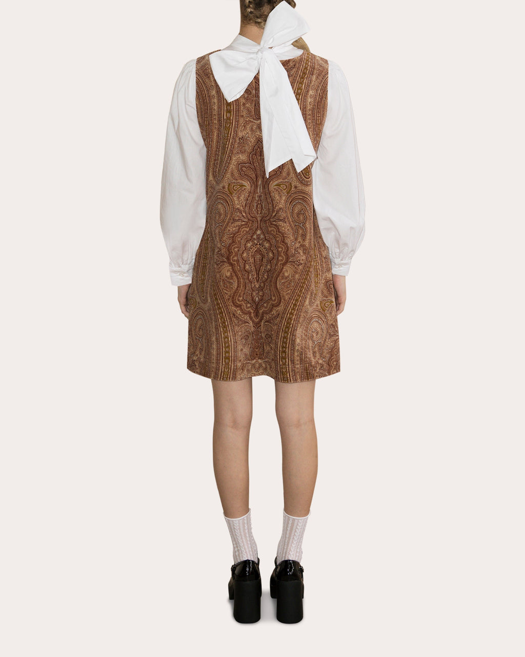 Florence Bow-Back Printed Velvet and Cotton Mini Dress