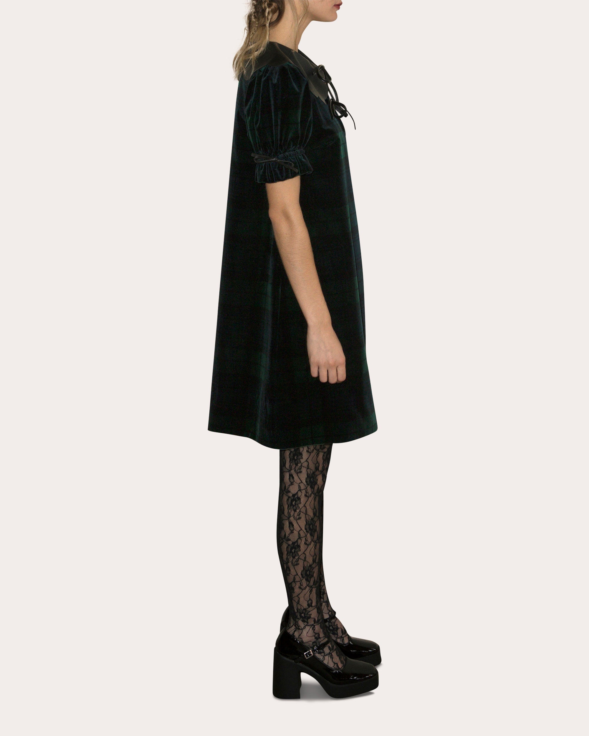 Courtney Faux Leather-Trimmed Printed Velvet Mini Dress