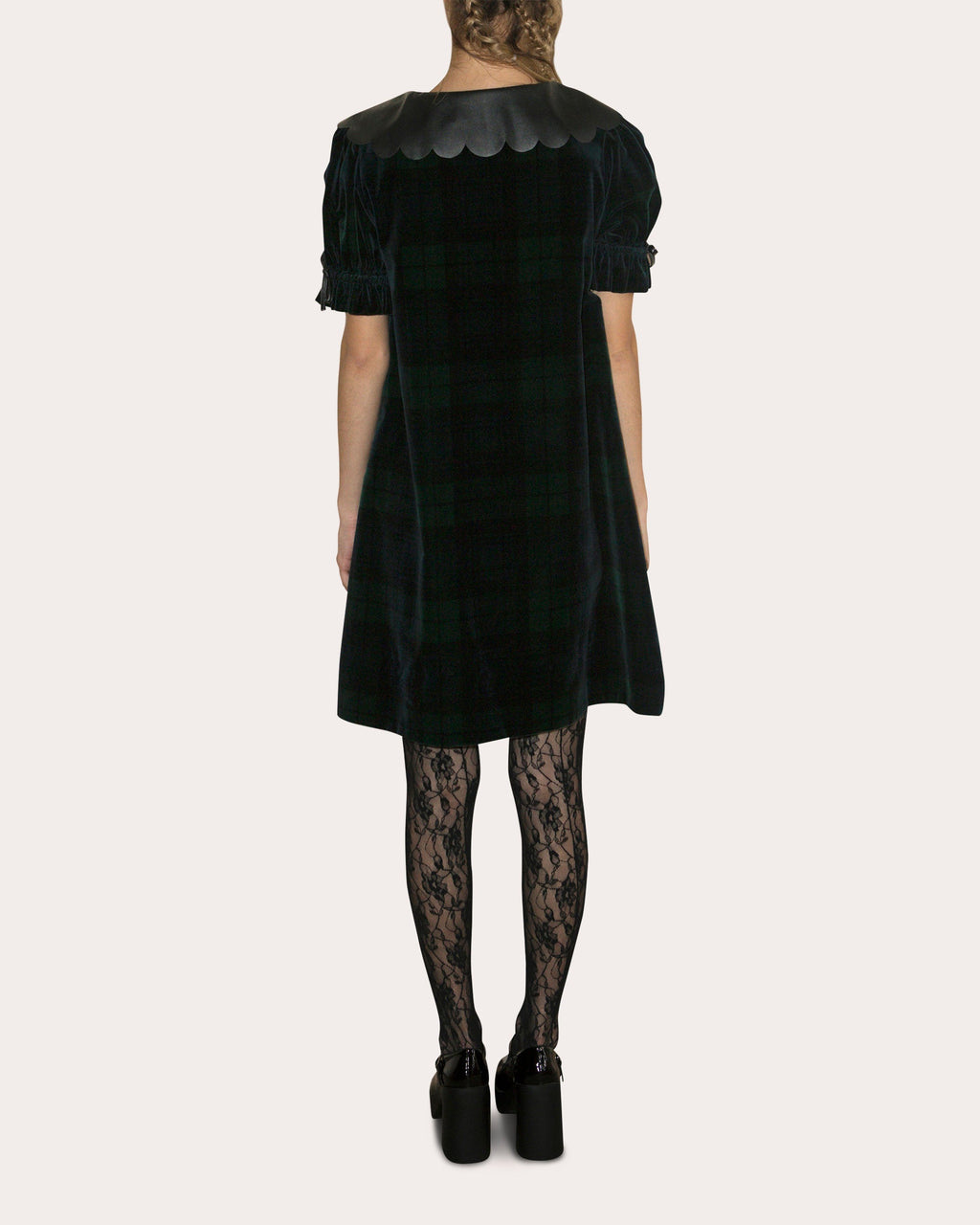 Courtney Faux Leather-Trimmed Printed Velvet Mini Dress