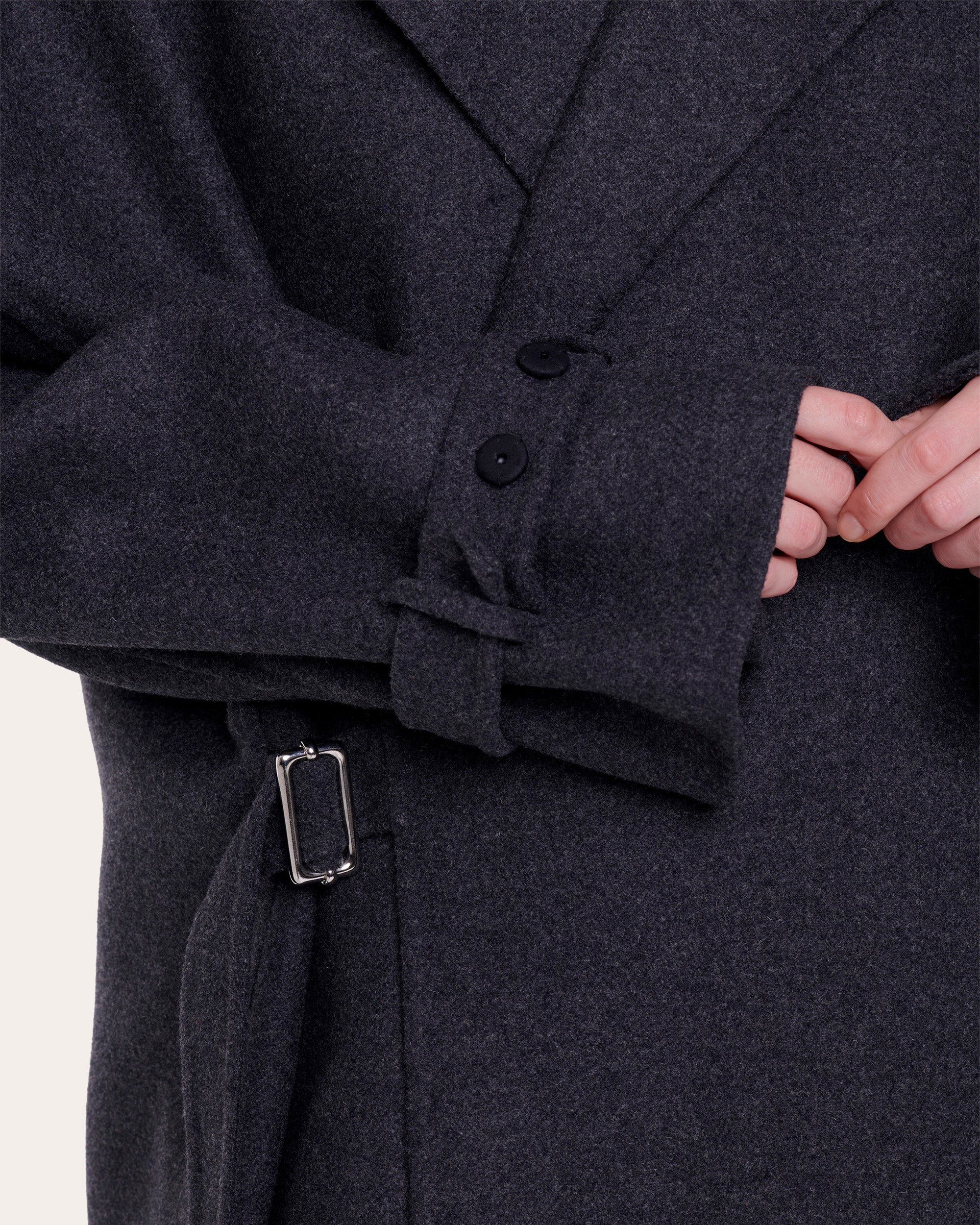 Double-Face Mélange Wool-Blend Wrap Coat