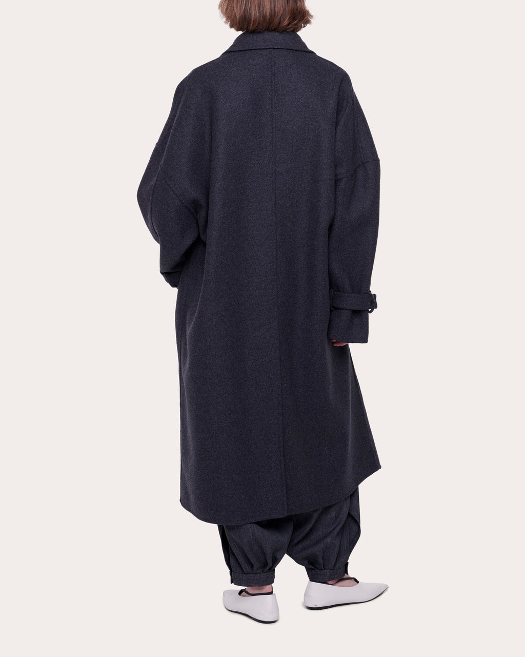 Double-Face Mélange Wool-Blend Wrap Coat