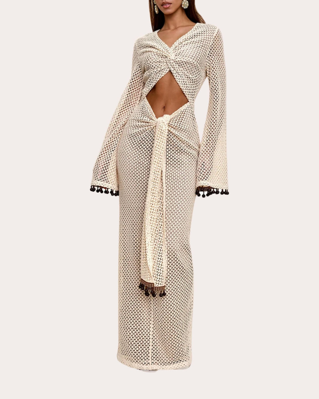 Teri Twist Front Cutout Crochet-Knit Maxi Dress