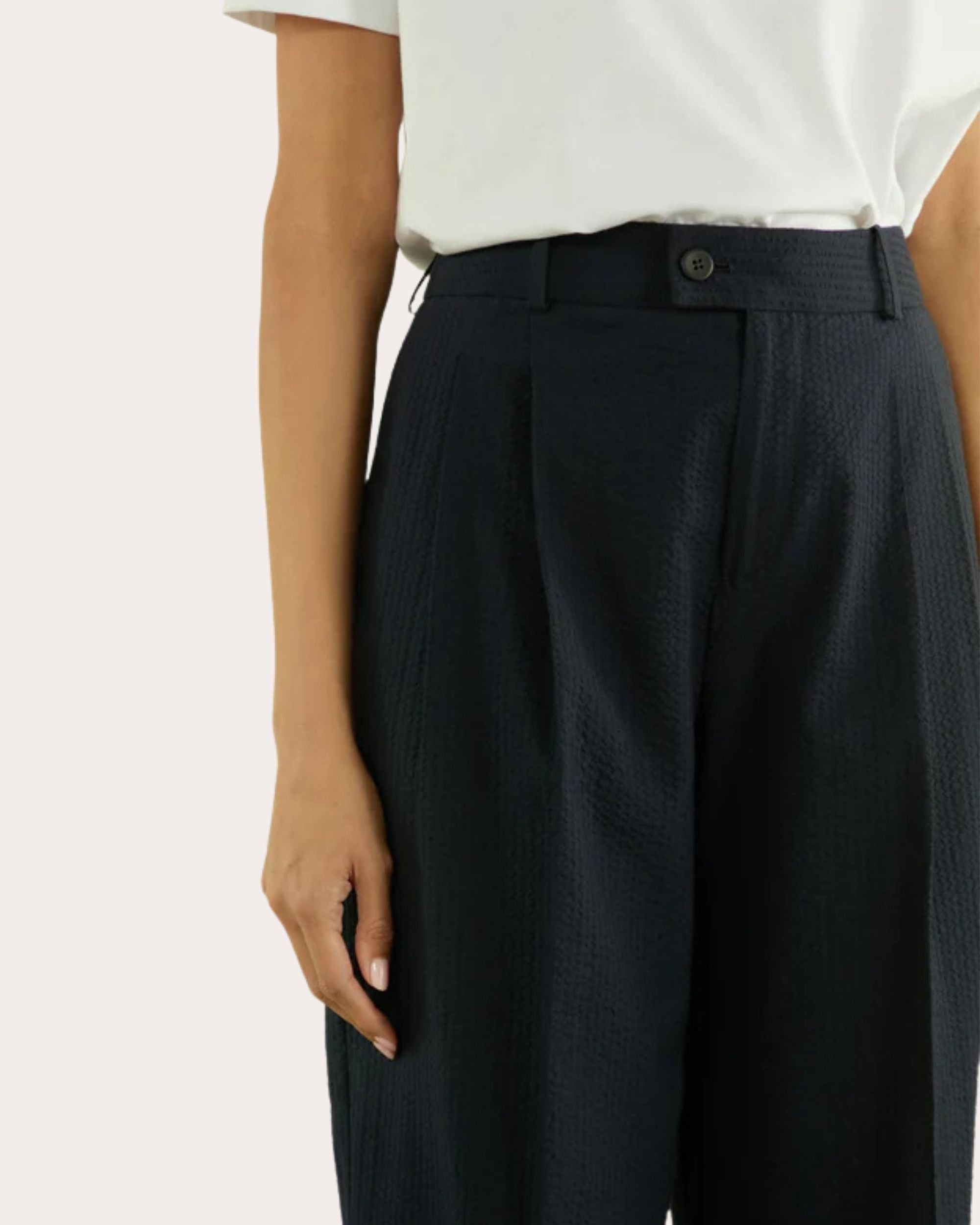 Rampling Cotton Seersucker Wide-Leg Trousers