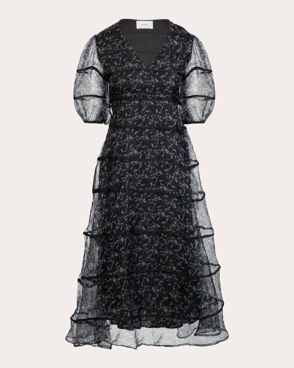 Astra Tiered Printed Silk Chiffon Midi Dress