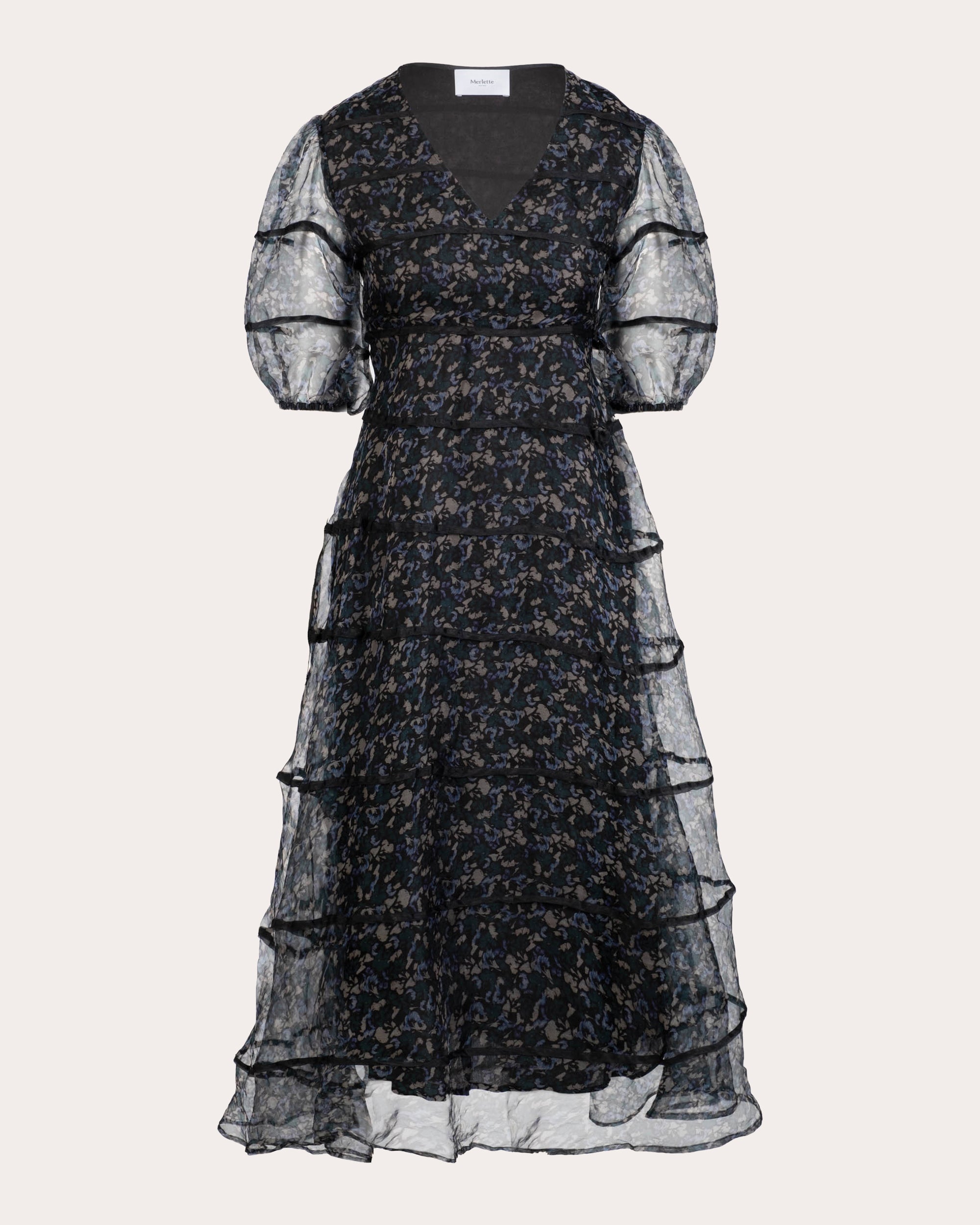 Astra Tiered Printed Silk Chiffon Midi Dress
