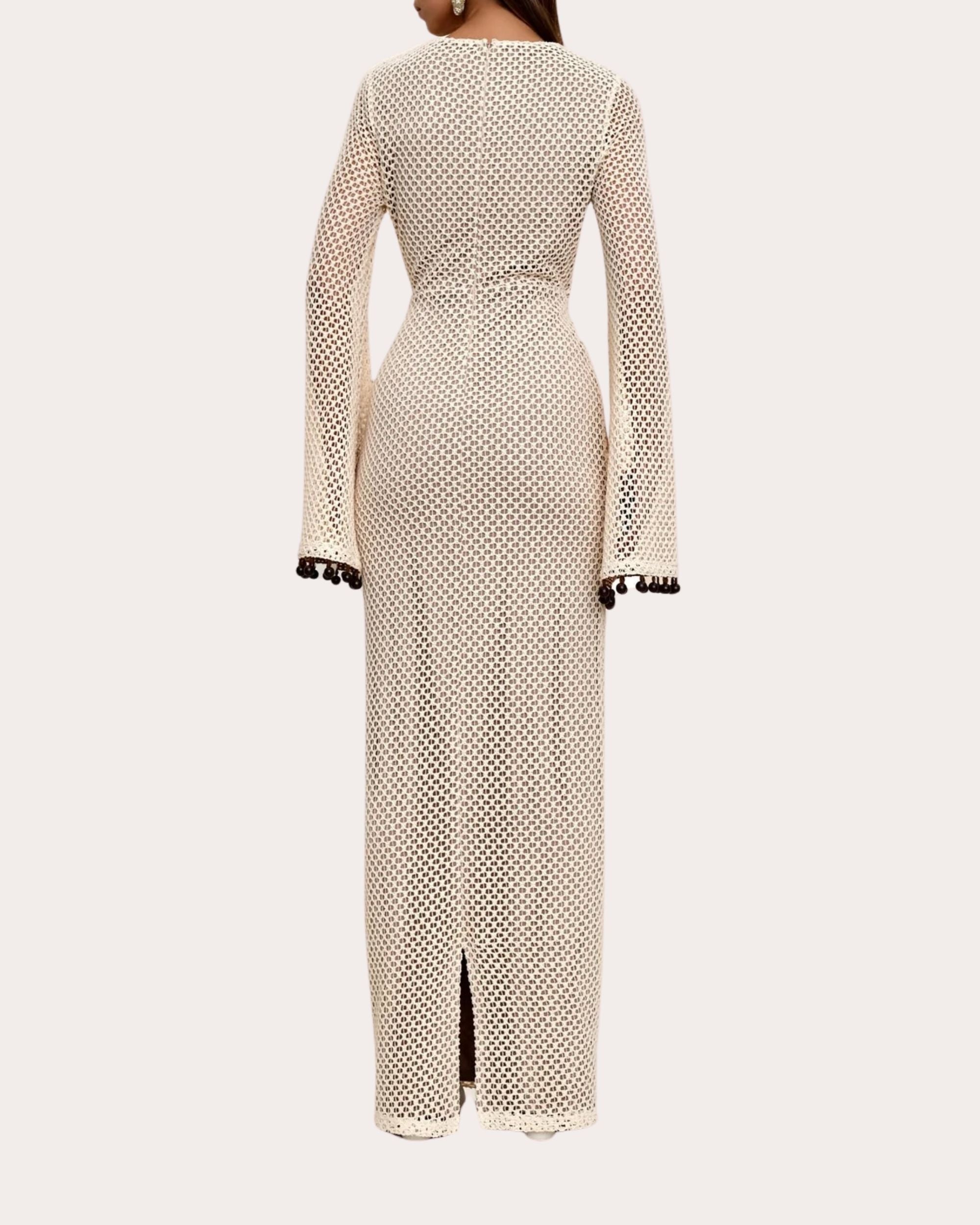 Teri Twist Front Cutout Crochet-Knit Maxi Dress