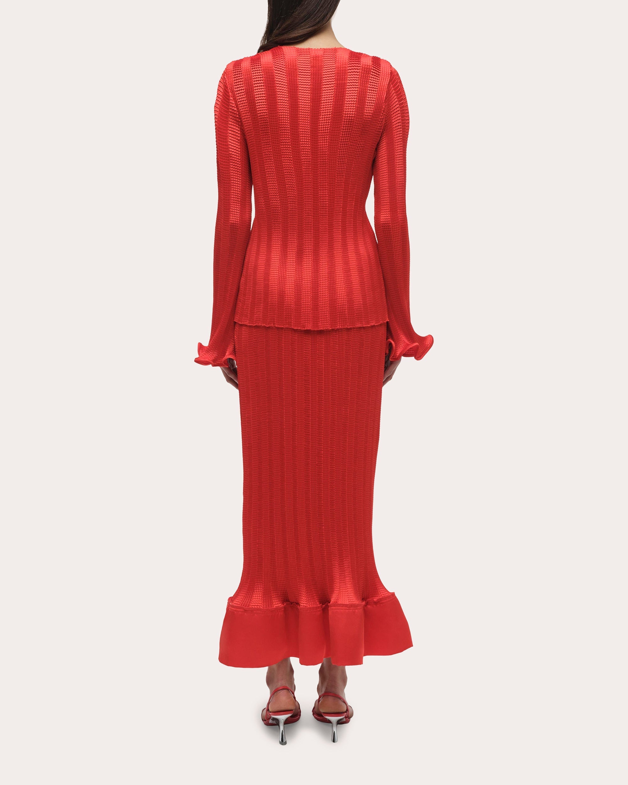 Hollis Textured Stripe Flared Midi Skirt
