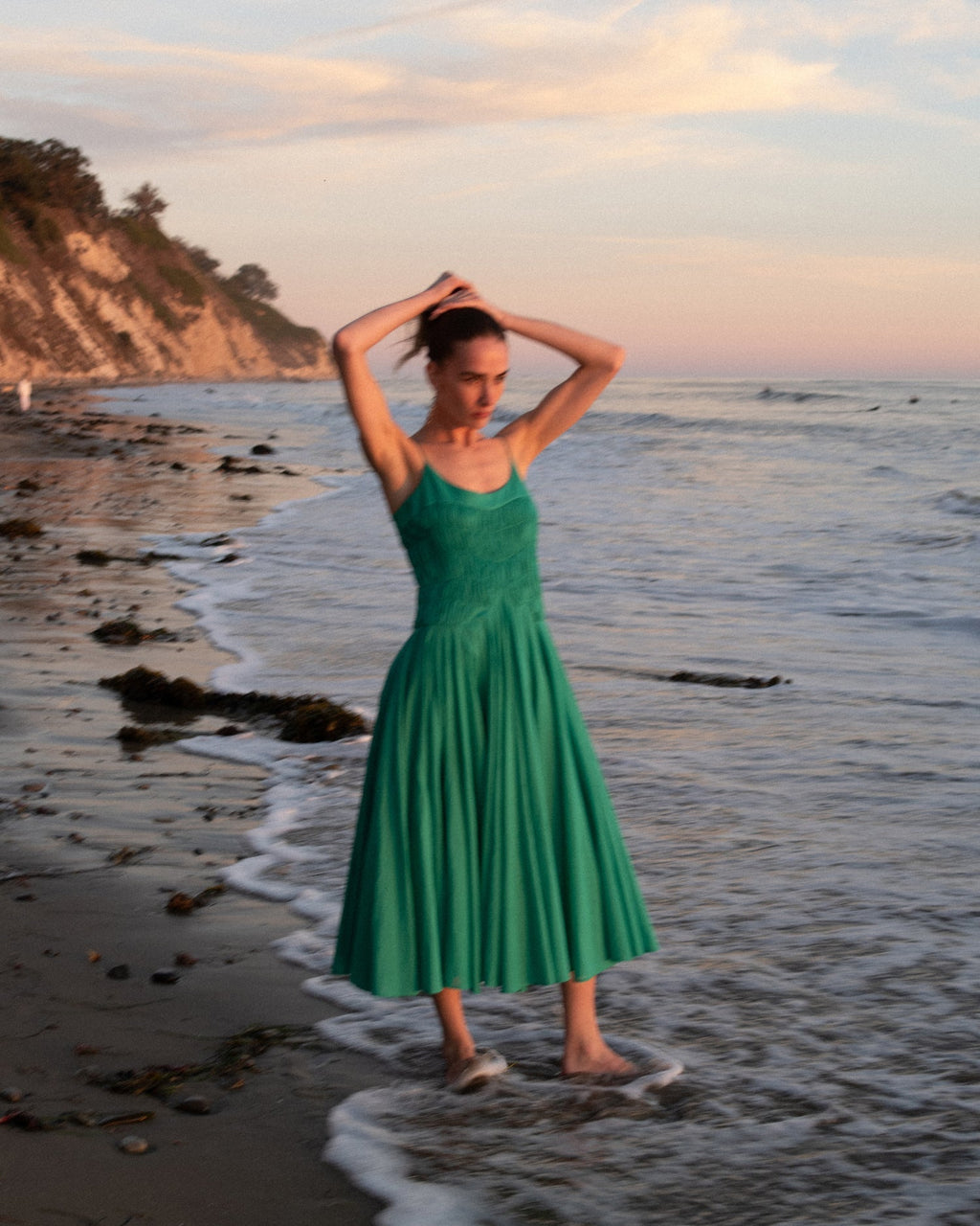 Kaede Ruched Cotton Voile Midi Dress