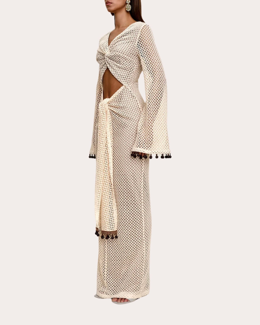 Teri Twist Front Cutout Crochet-Knit Maxi Dress