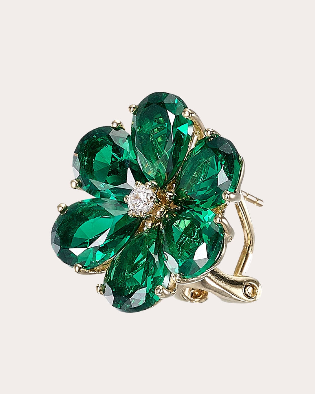 Marguerite 18K Gold Vermeil Lab-Grown Emerald and Diamond Daisy Earrings