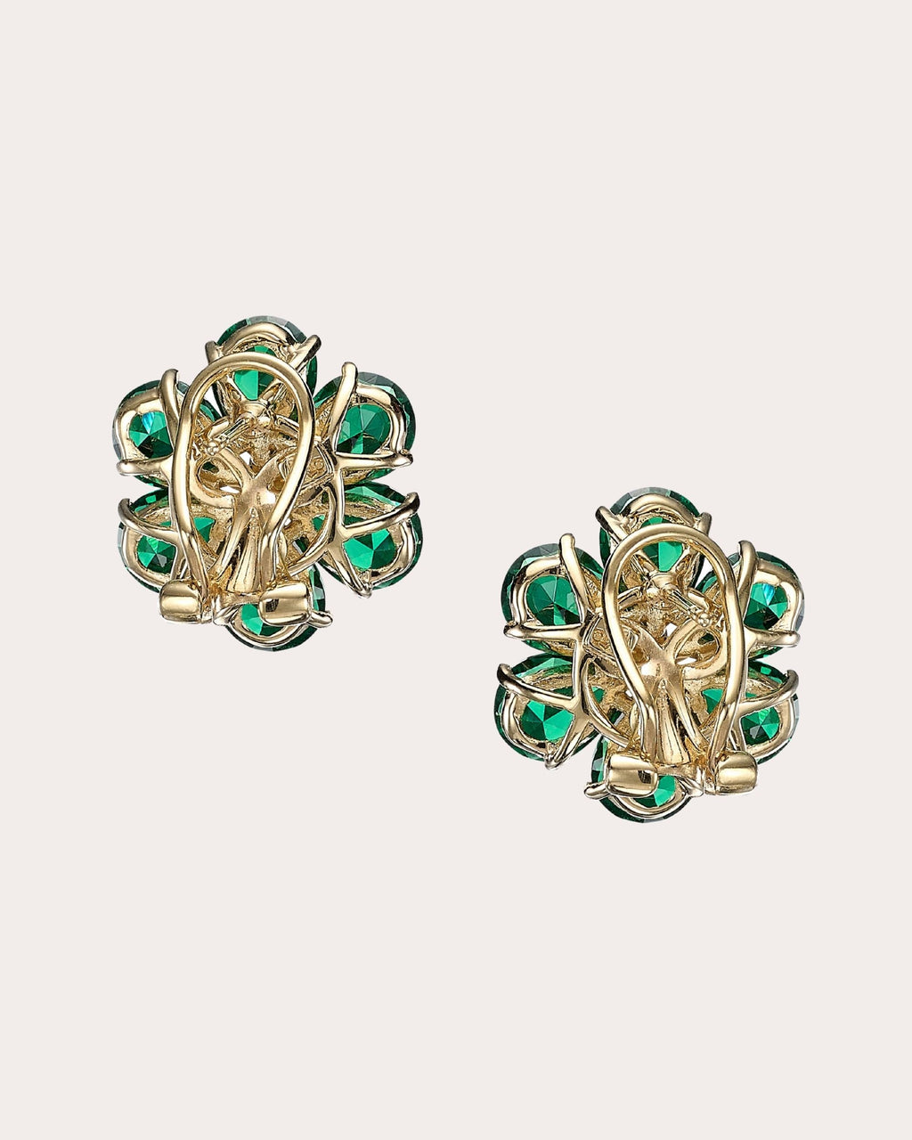 Marguerite 18K Gold Vermeil Lab-Grown Emerald and Diamond Daisy Earrings