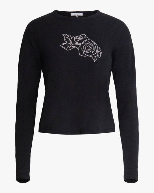 Scribble Rose Cropped Long-Sleeve Top