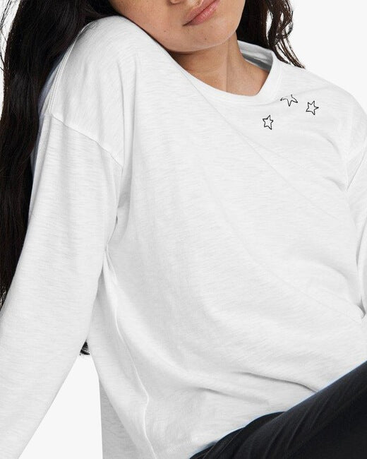 Scribble Star Cropped Long-Sleeve Top
