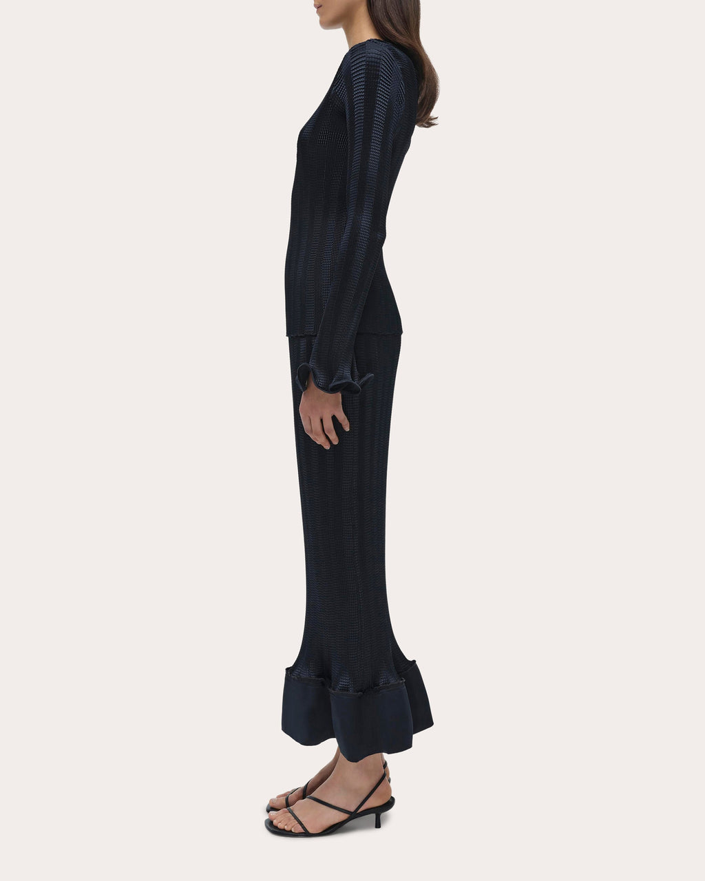 Hollis Textured Stripe Flared Midi Skirt