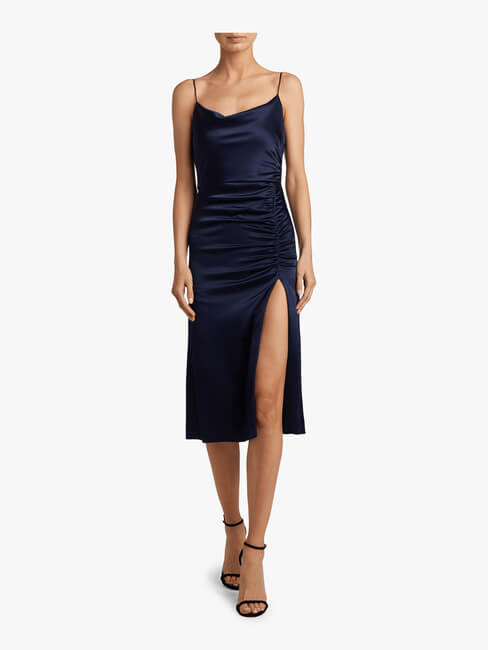 Dion Ruched Midi Slip Dress