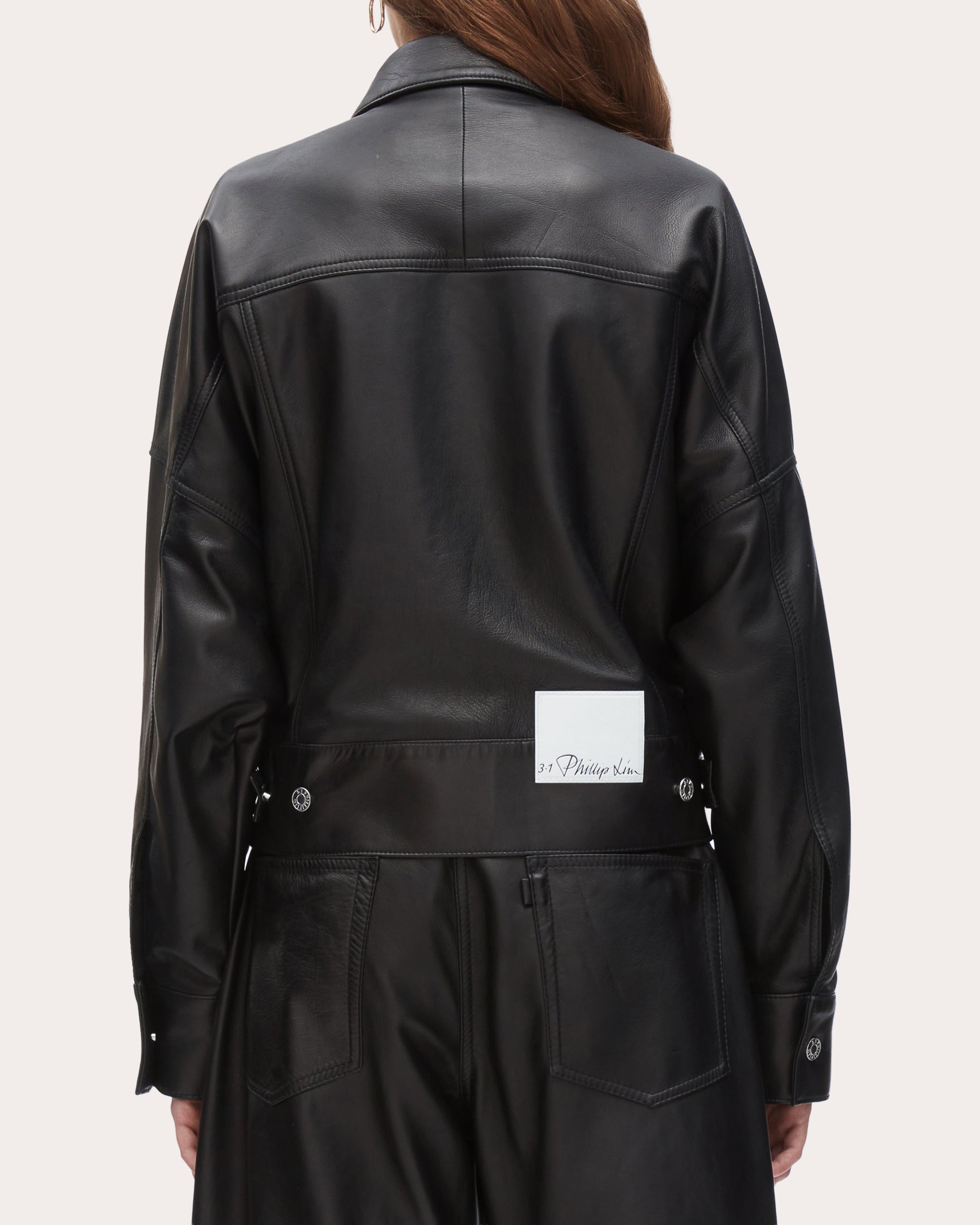Tie-Detailed Plonge Leather Jacket