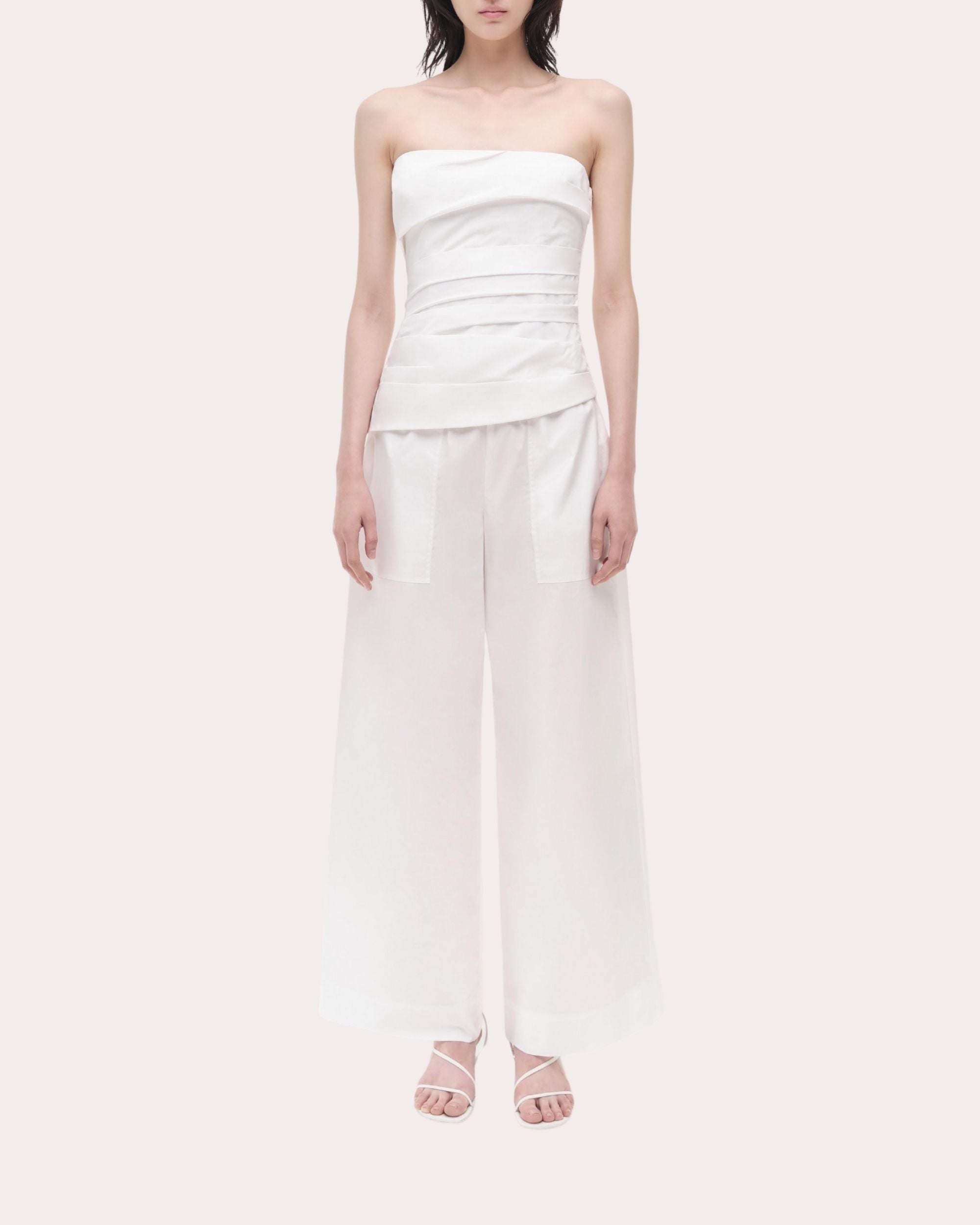 Emerson Poplin Ruched Bustier Top