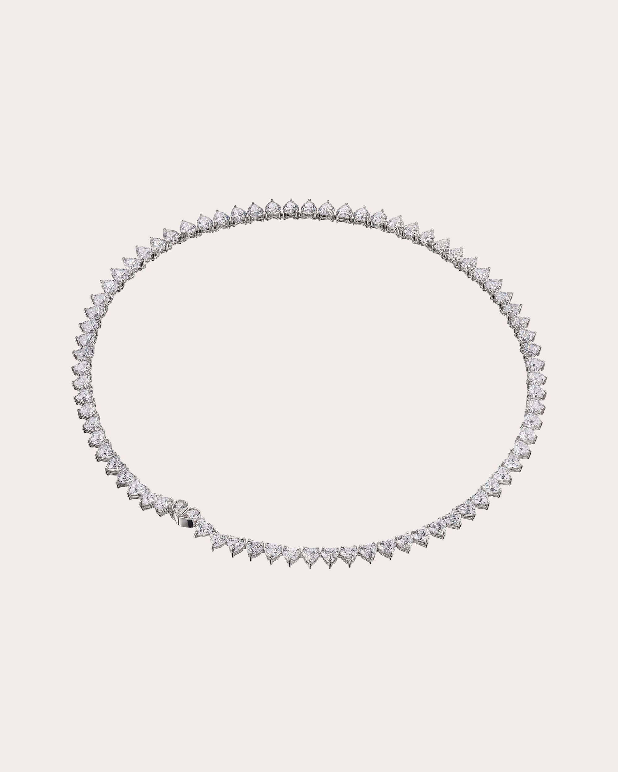 18K Gold and Rhodium Vermeil Lab-Grown Diamond Eternity Heart Necklace