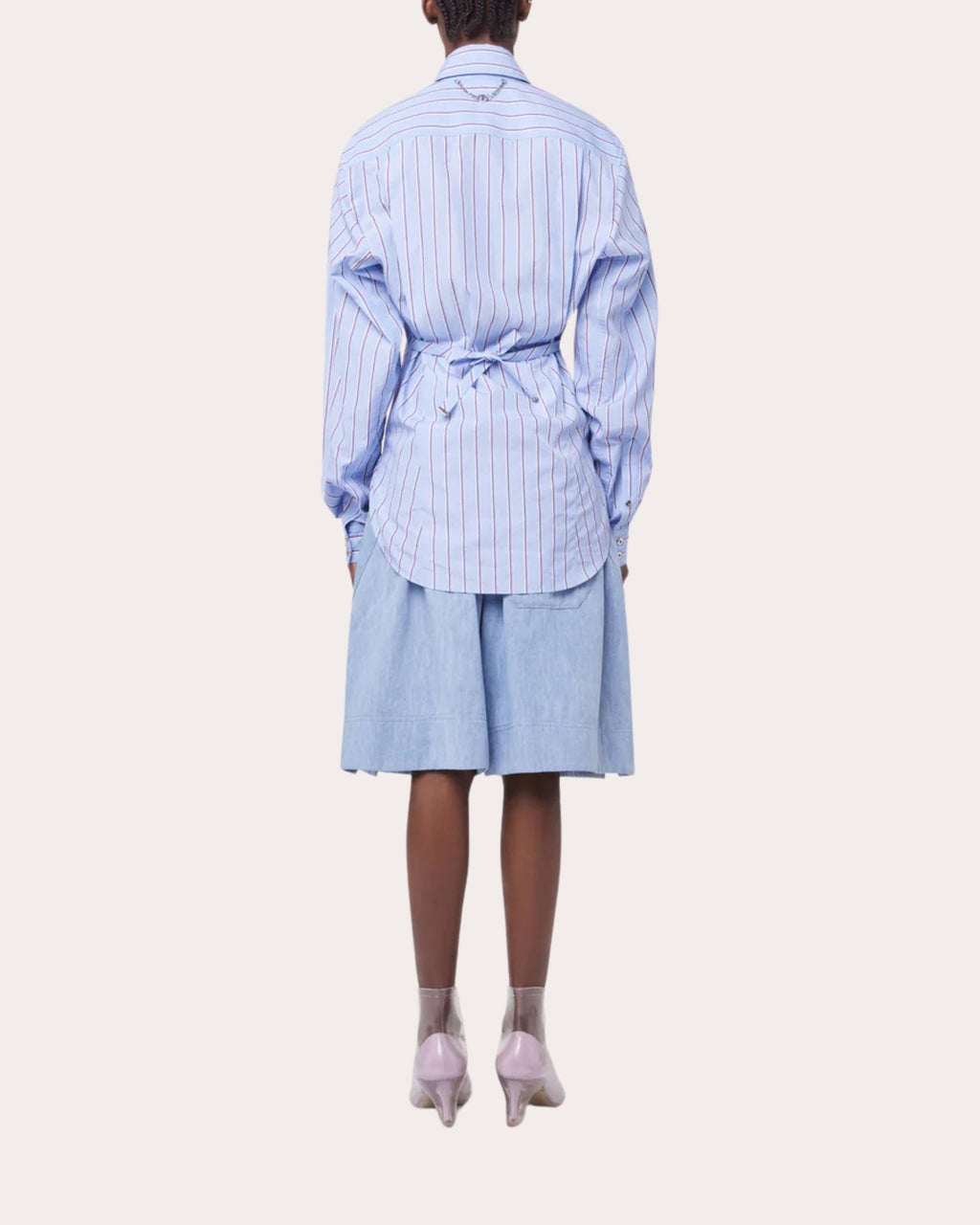 Striped Tie-Back Cotton Shirt