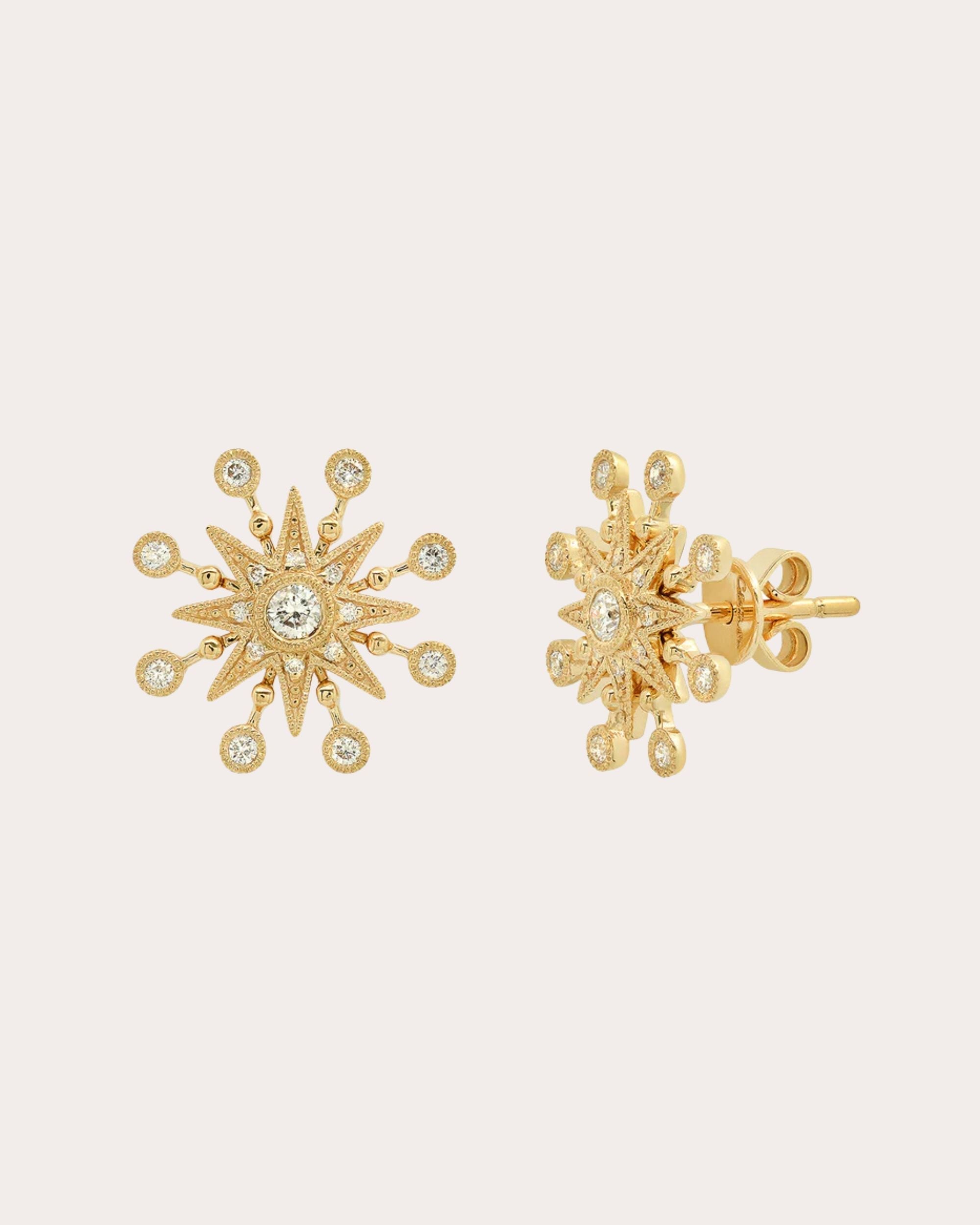 Twinkle 18K Gold Diamond Star Stud Earrings