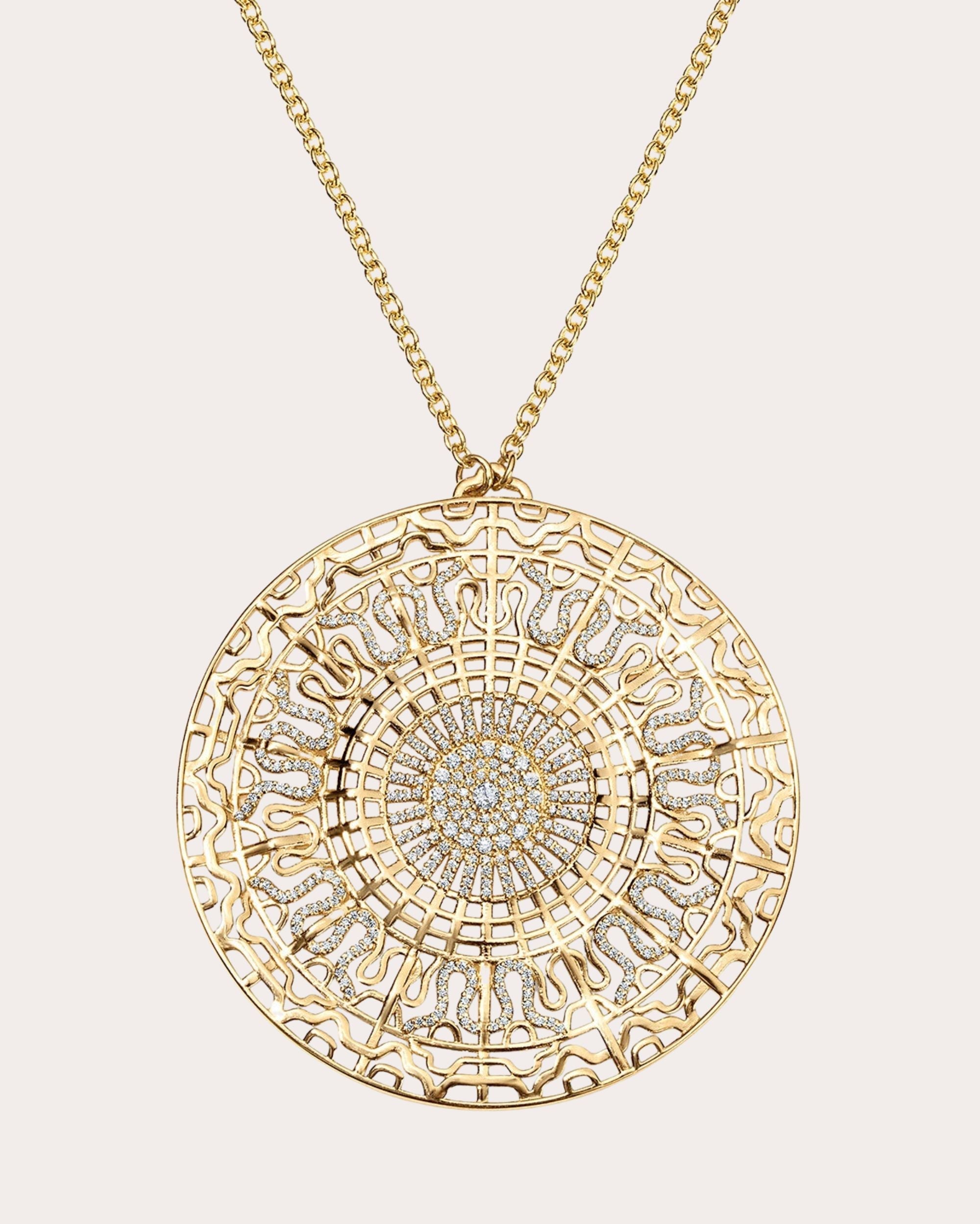528Hz Frequency 14K Gold Diamond Pendant Necklace