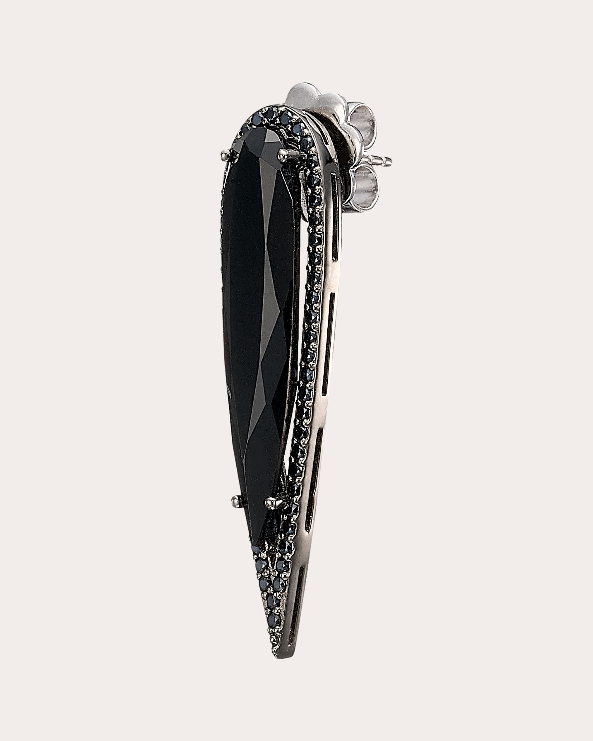 Glimmer 18K Gold and Rhodium Vermeil Lab-Grown Black Diamond Earrings