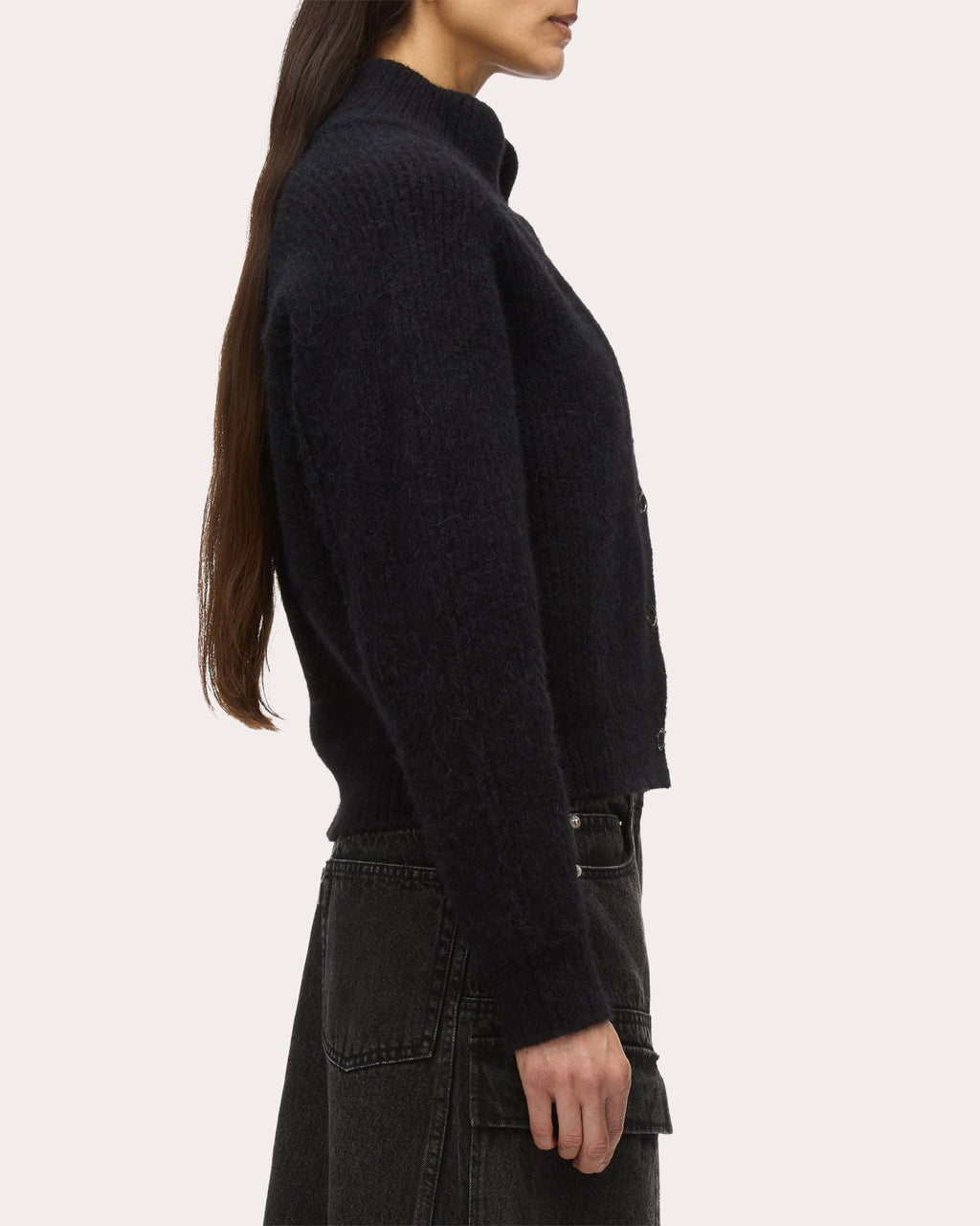 Trompe L'Oeil Ribbed Wool Knit Cardigan