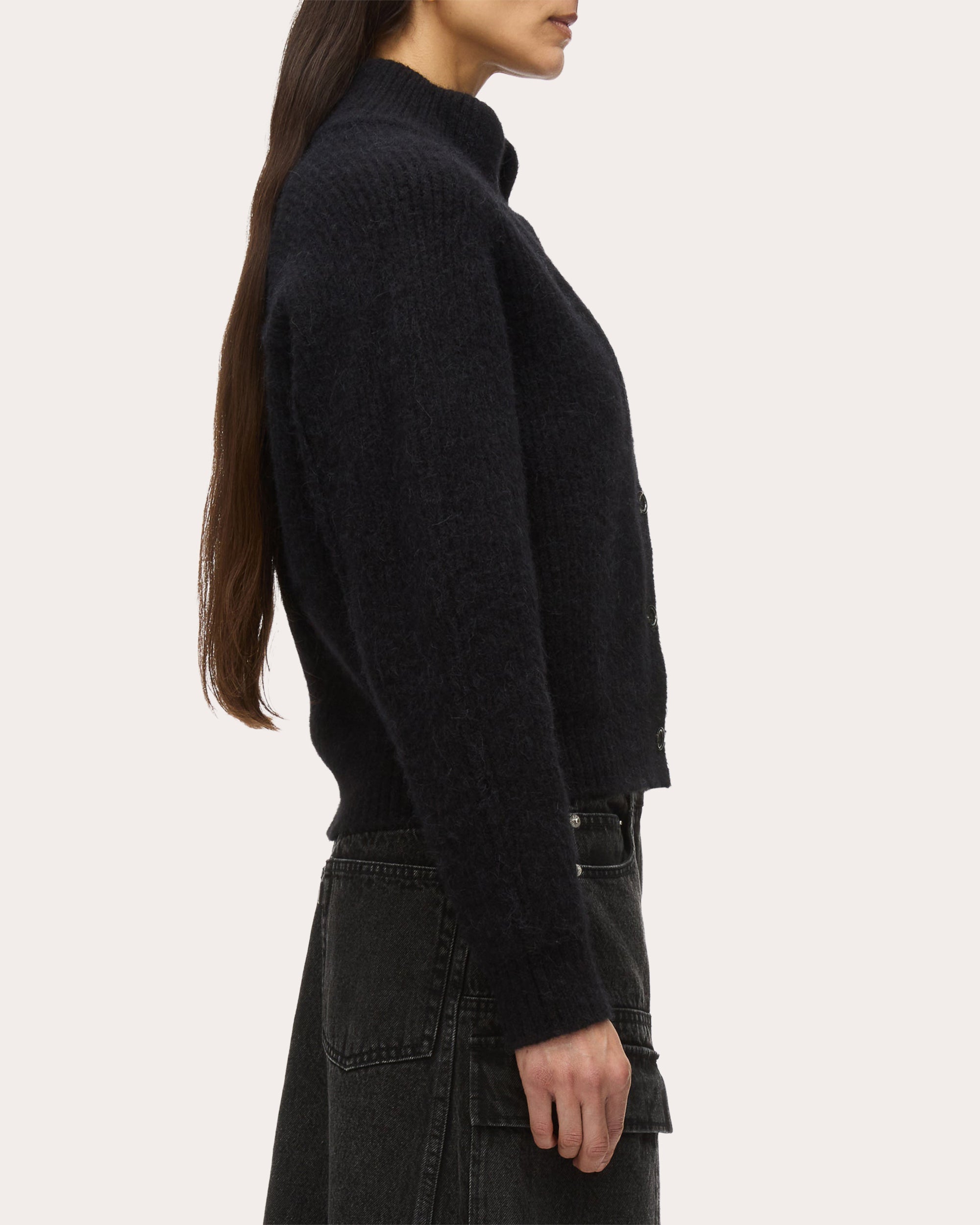 Trompe L'Oeil Ribbed Wool Knit Cardigan