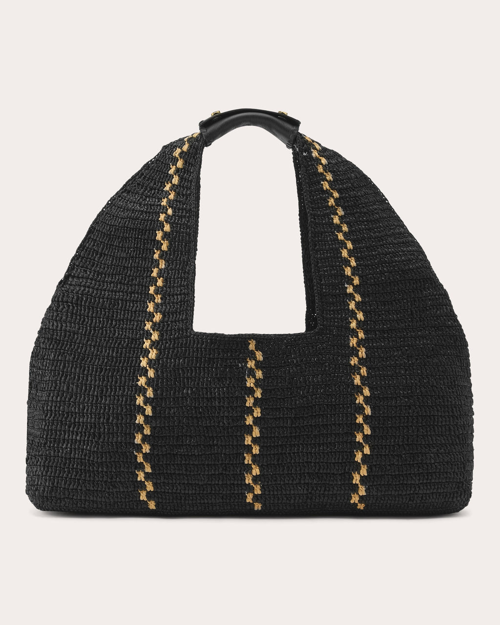 Large Euphoria Stitch Detail Raffia Shoulder Bag