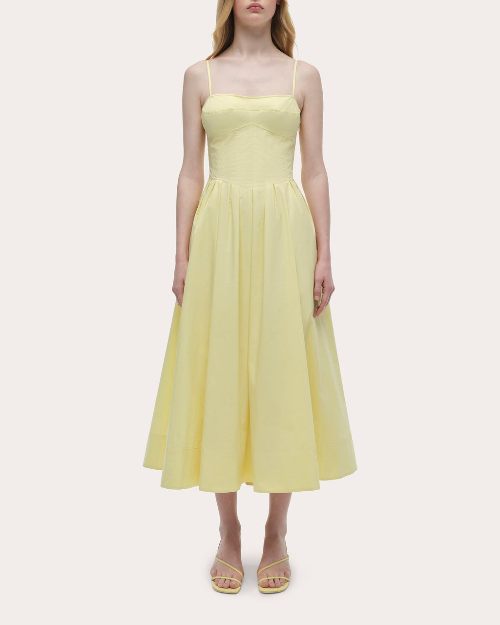 Kittiya Poplin Pleated Bustier Midi Dress